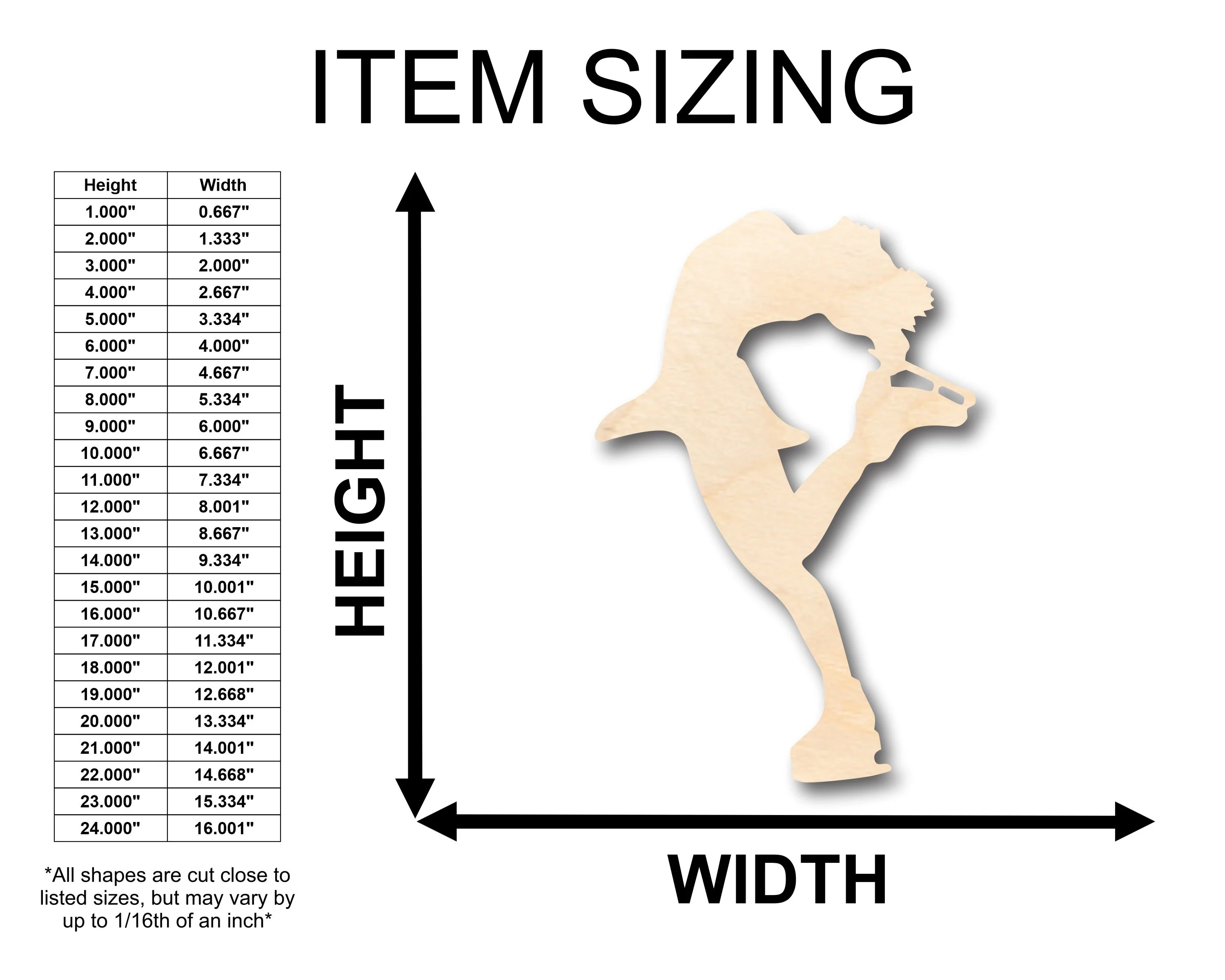 Unfinished Wood Figure Skating Shape - Craft - up to 46" DIY - Image 2