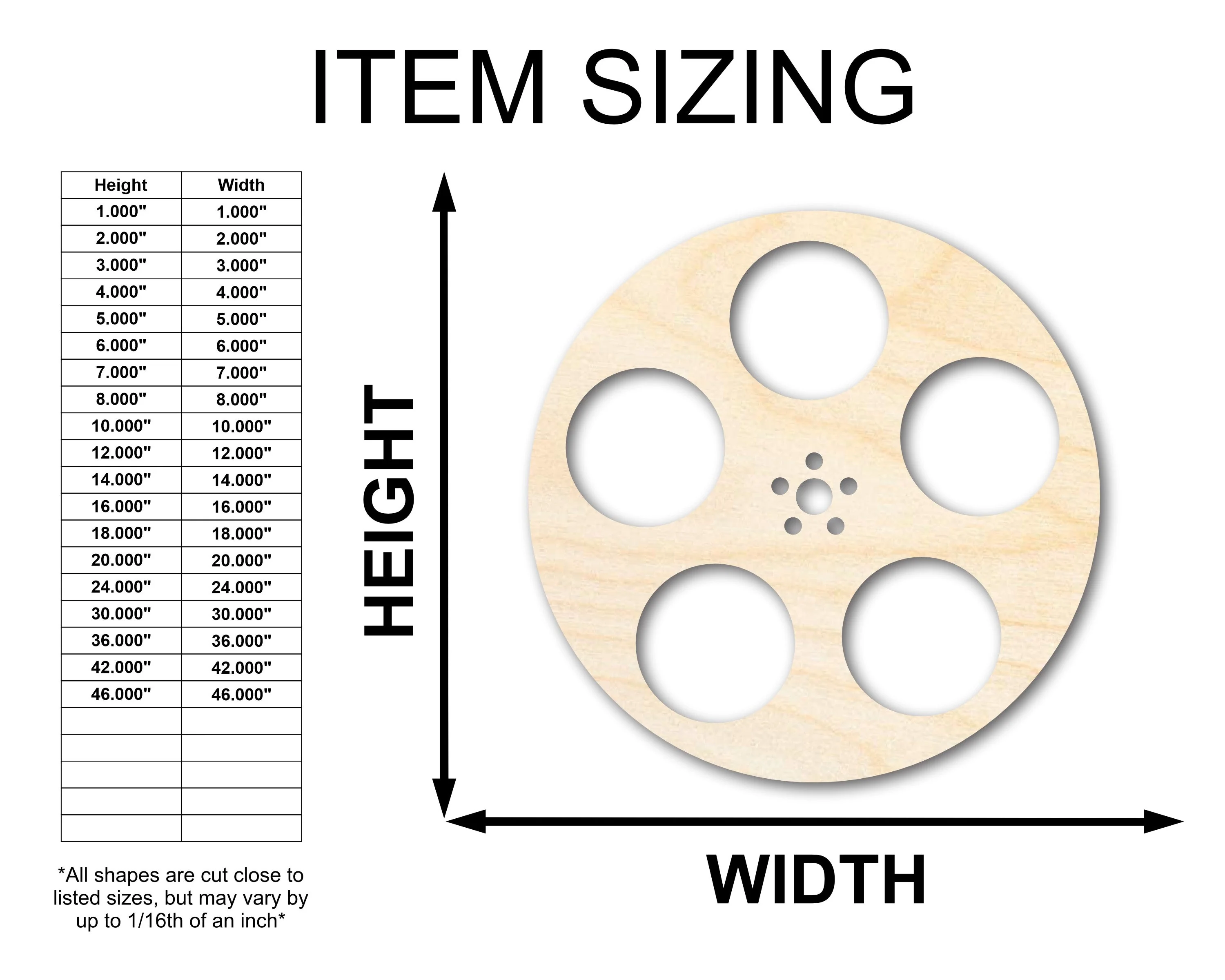 Unfinished Wood Film Reel Shape | Craft Cutout | up to 46" DIY - Image 2