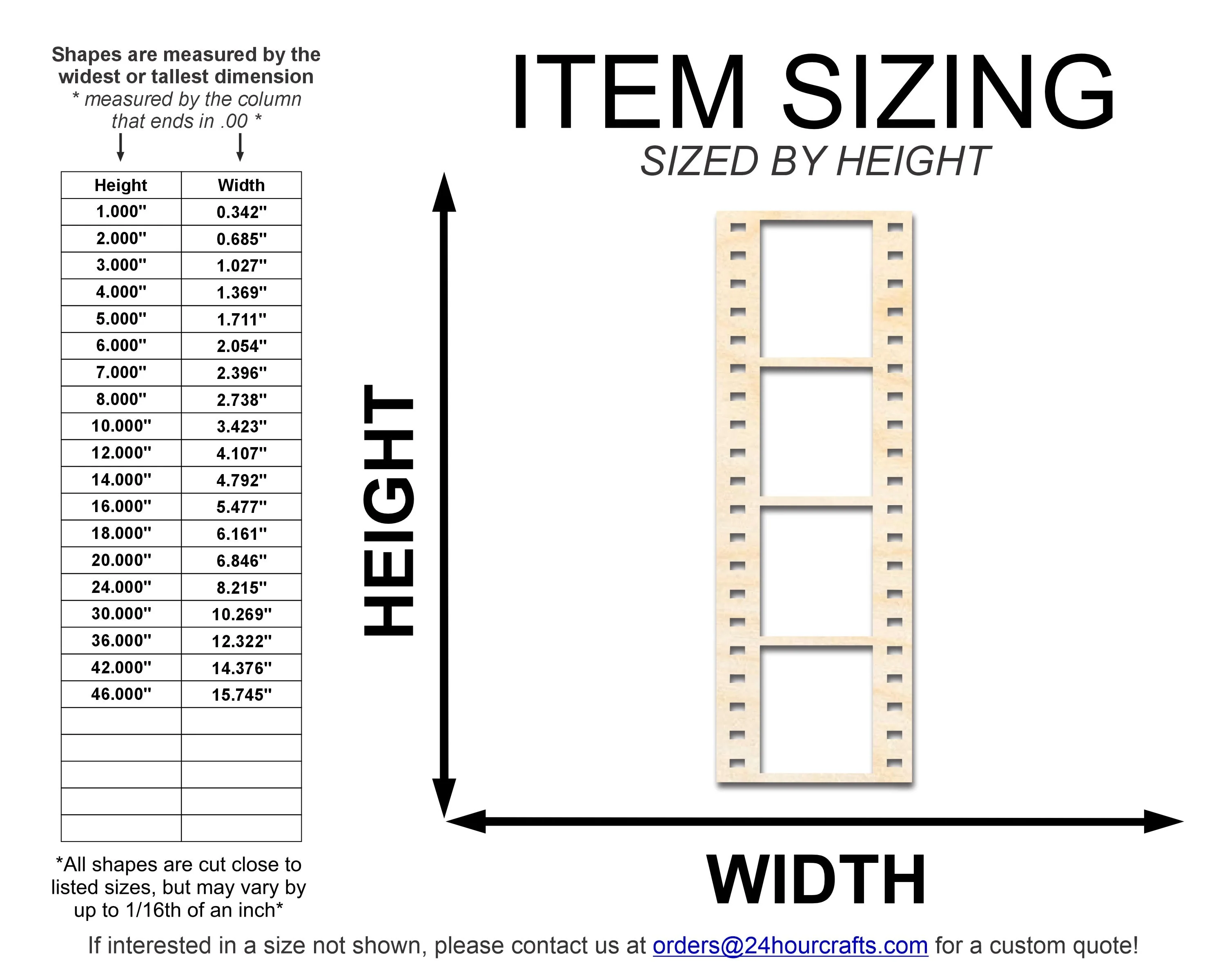 Unfinished Wood Film Strip Shape | DIY Craft Cutout | up to 46" DIY - Image 2