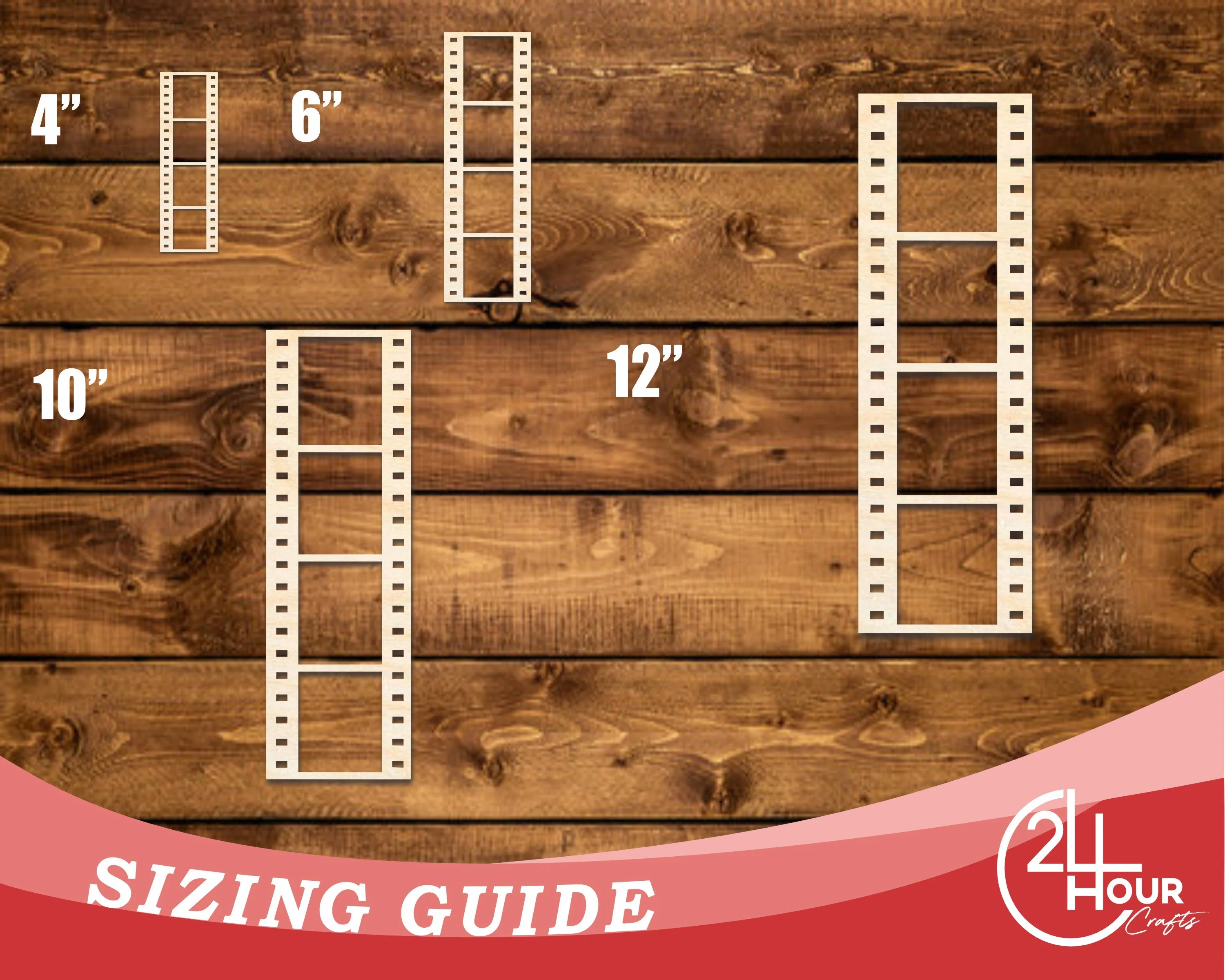Unfinished Wood Film Strip Shape | DIY Craft Cutout | up to 46" DIY - Image 3
