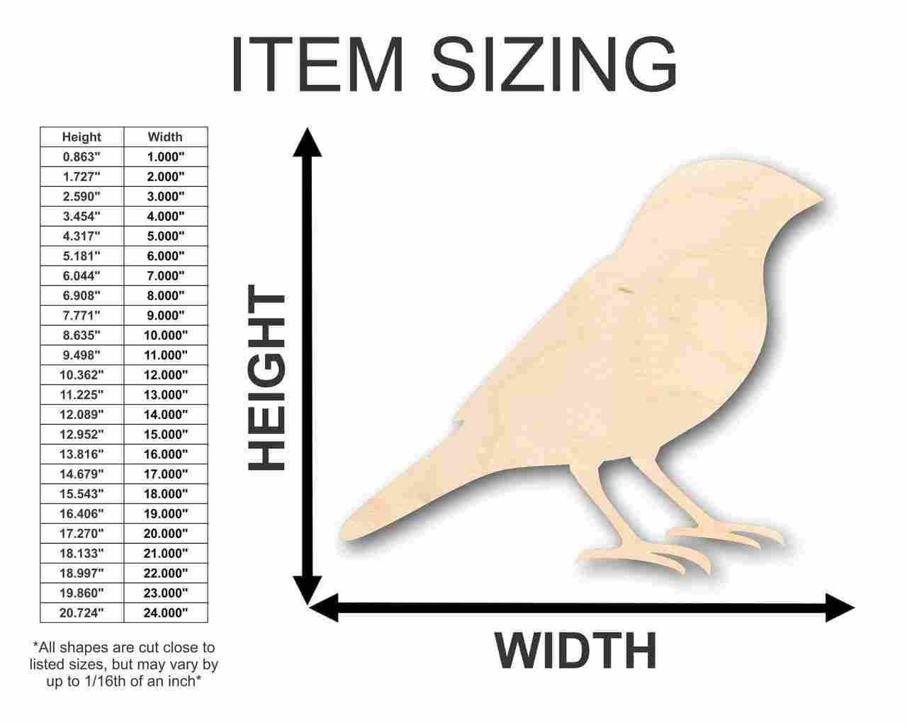 Unfinished Wood Finch Shape - Animal - Bird - Wildlife - Craft - up to 46" DIY - Image 2