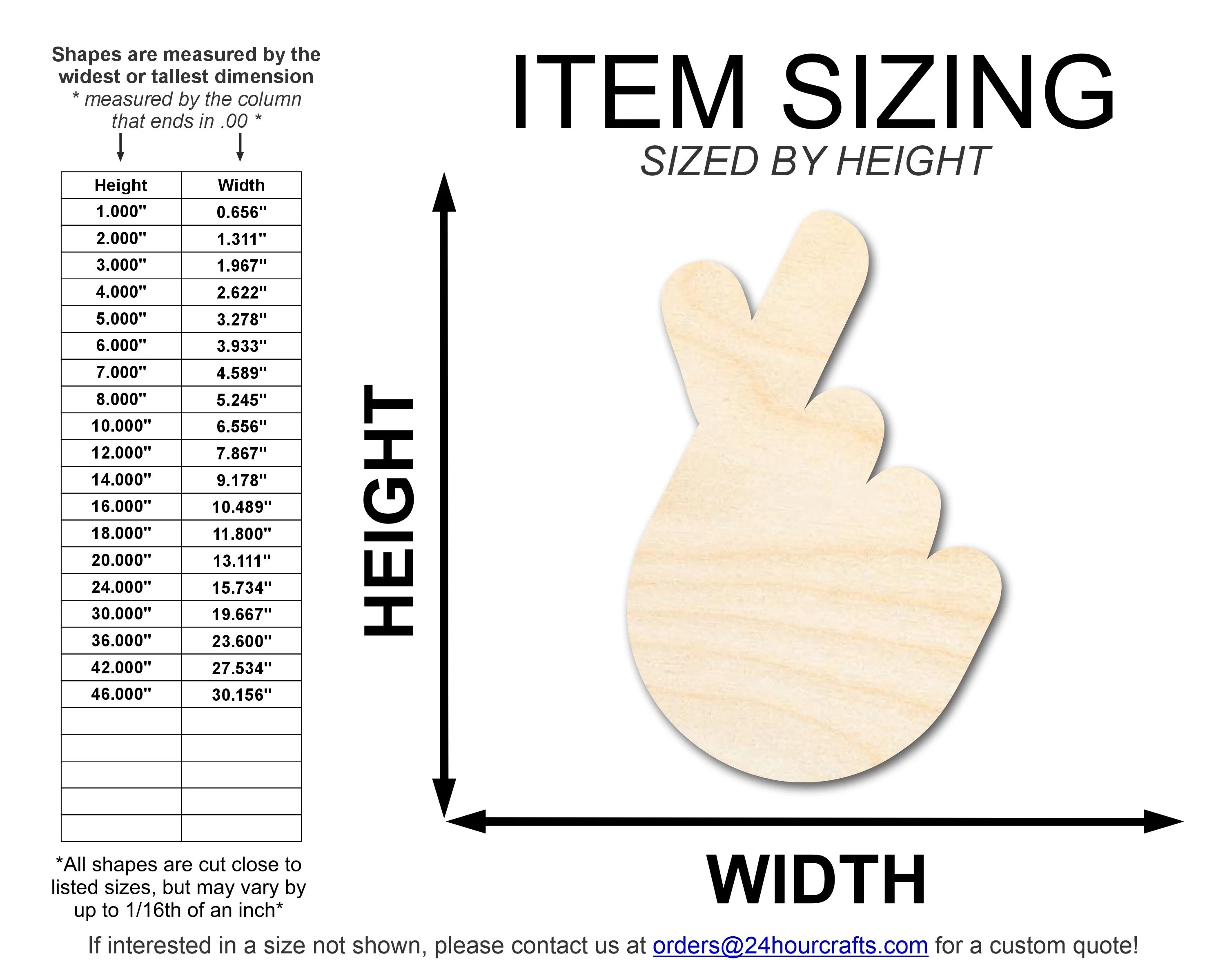 Unfinished Wood Finger Heart Shape | DIY Craft Cutout | up to 46" DIY - Image 2