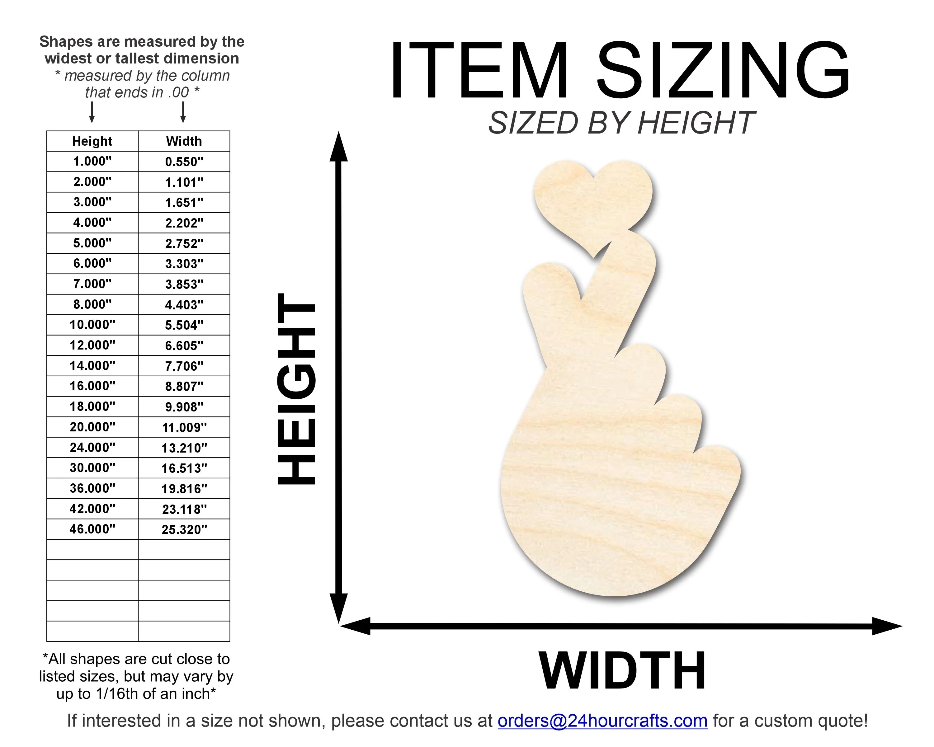 Unfinished Wood Finger Heart Shape | DIY Craft Cutout | up to 46" DIY - Image 2