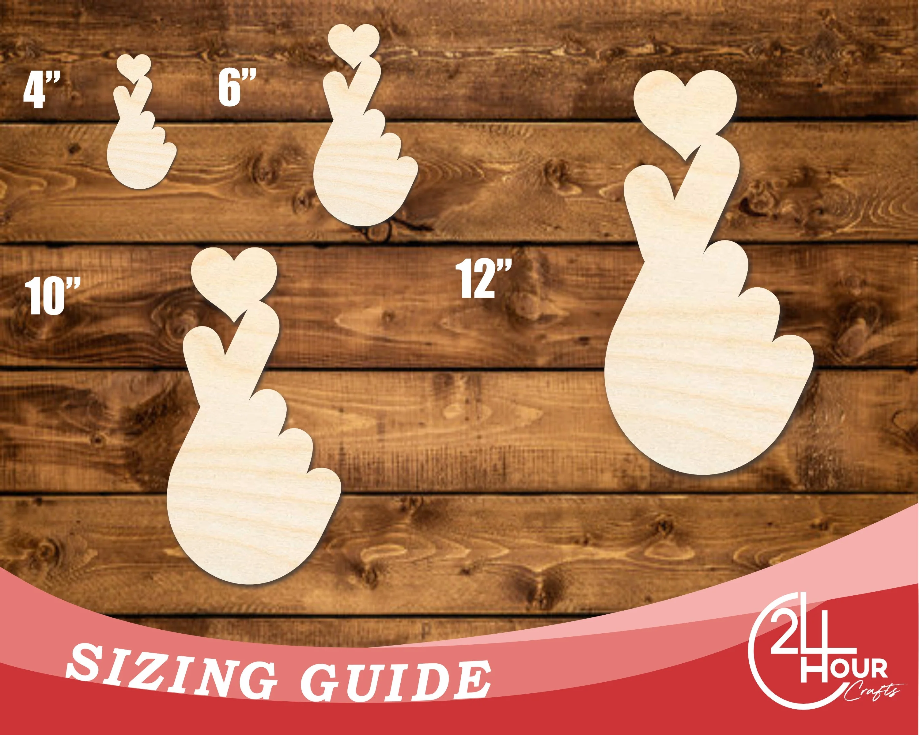 Unfinished Wood Finger Heart Shape | DIY Craft Cutout | up to 46" DIY - Image 3