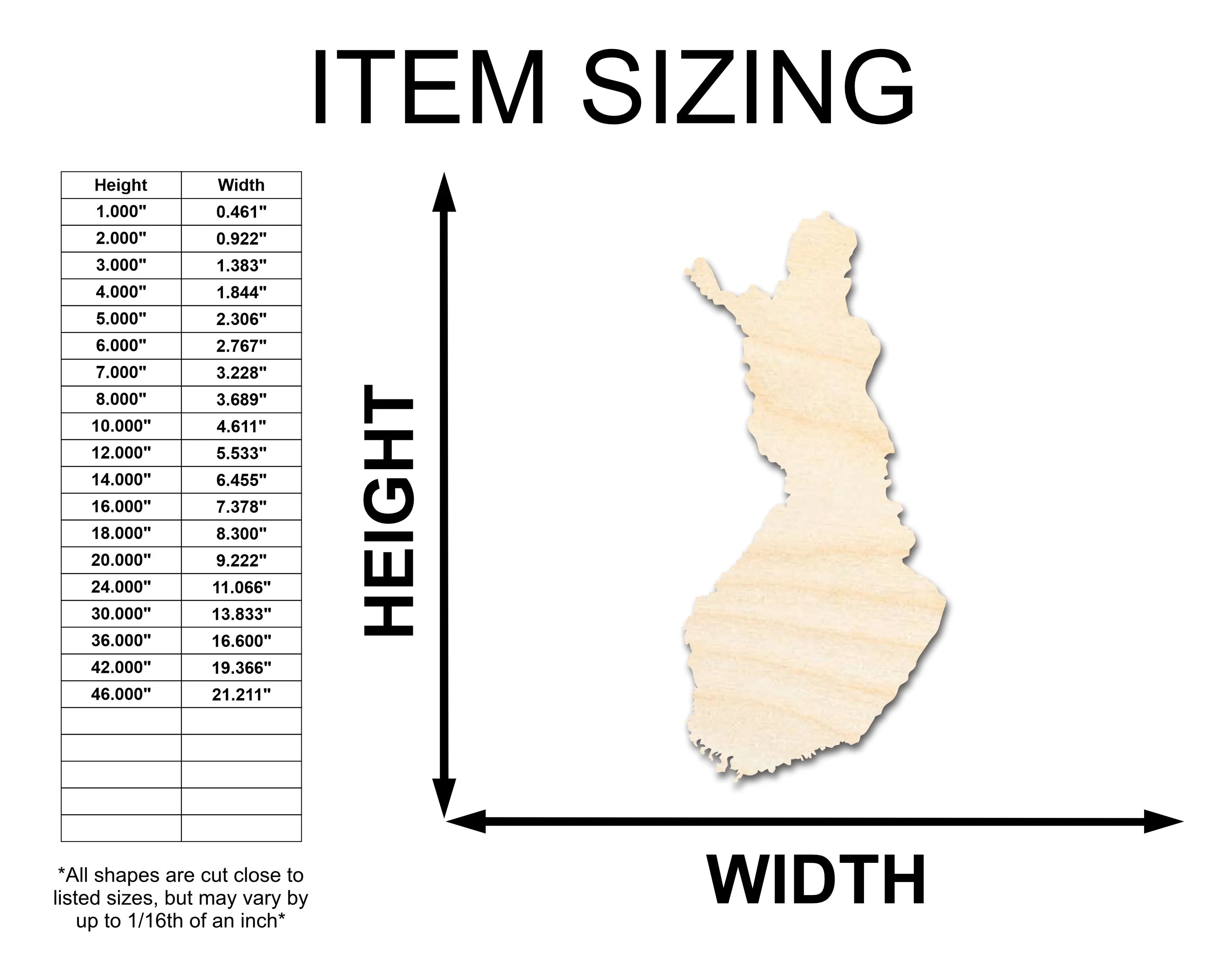Unfinished Wood Finland Country Shape - Scandinavian Craft - up to 46" DIY - Image 2