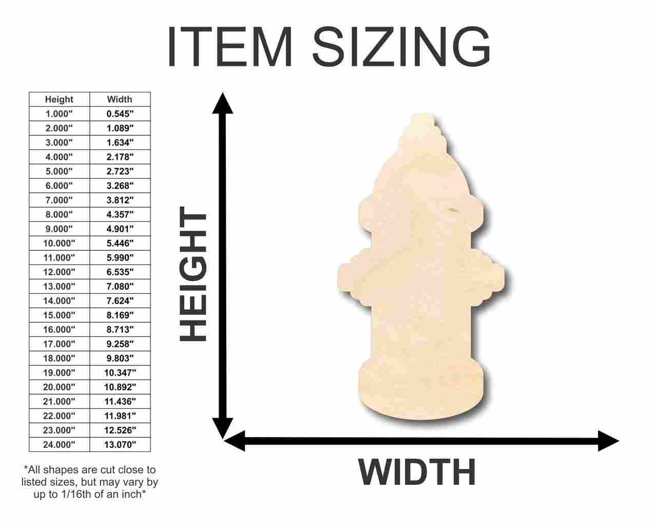 Unfinished Wood Fire Hydrant Shape - Firefighter - Craft - up to 46" DIY - Image 2
