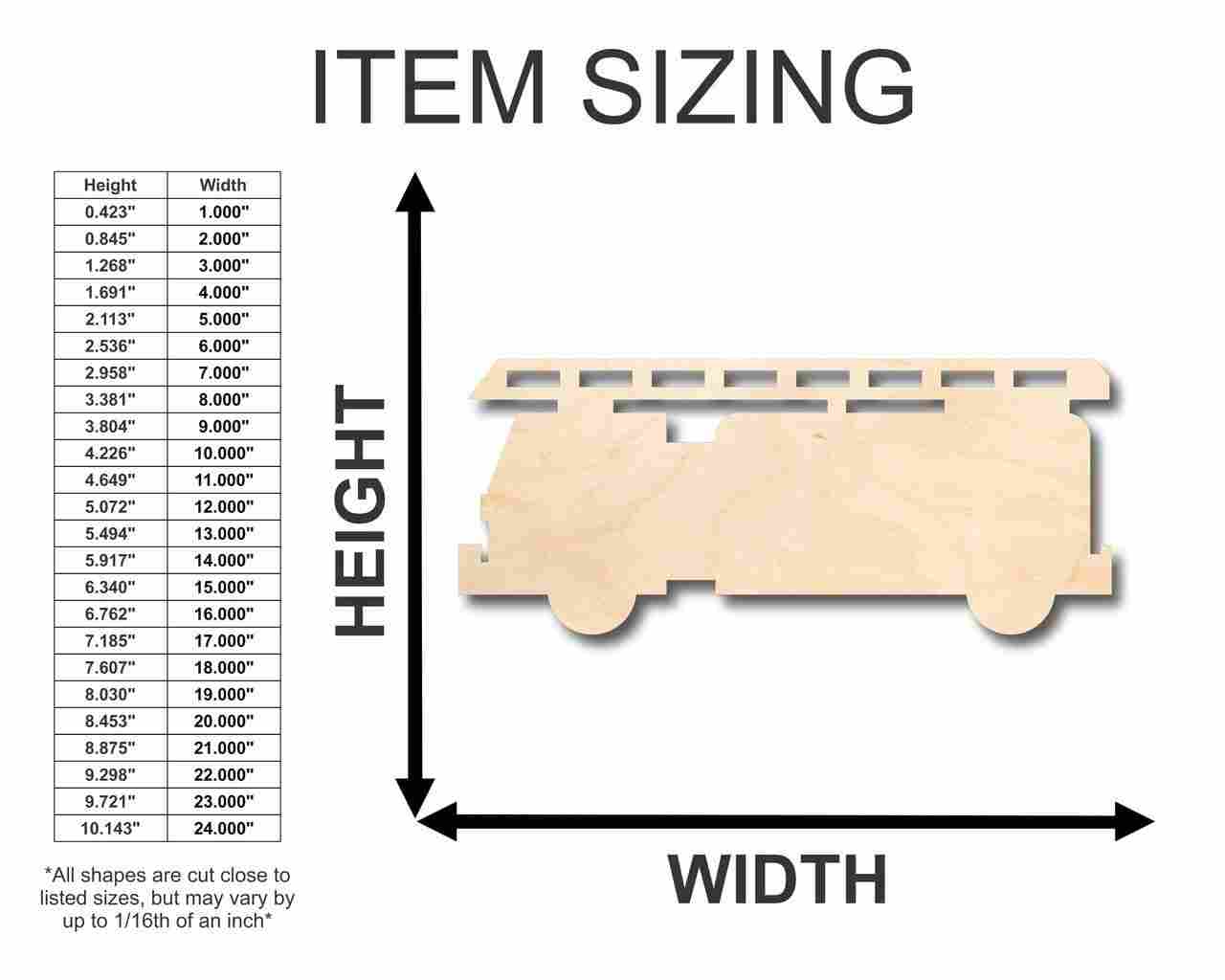 Unfinished Wood Fire Truck Shape - Firefighter - Craft - up to 46" DIY - Image 2