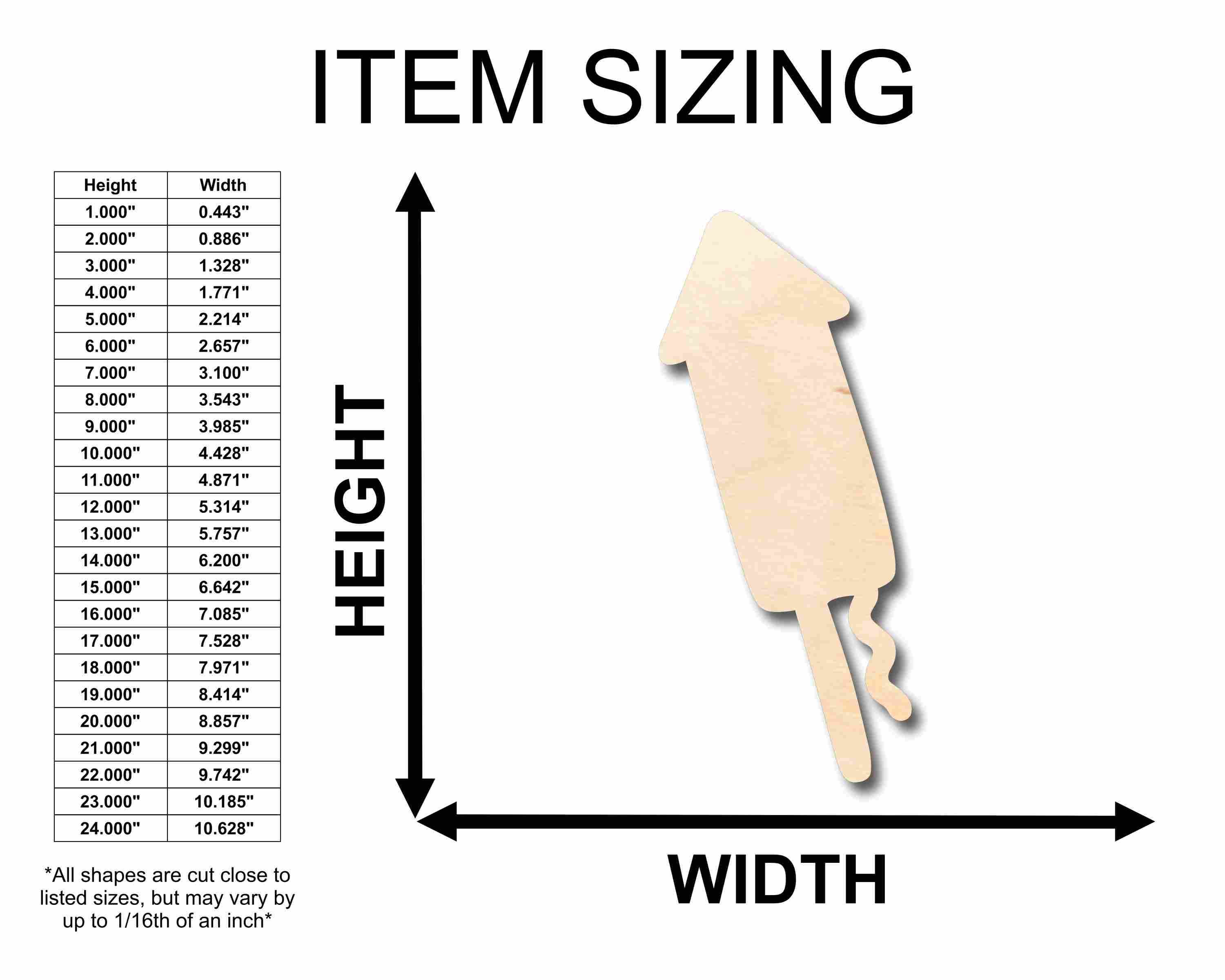 Unfinished Wood Firecracker Silhouette - Craft- up to 46" DIY - Image 2