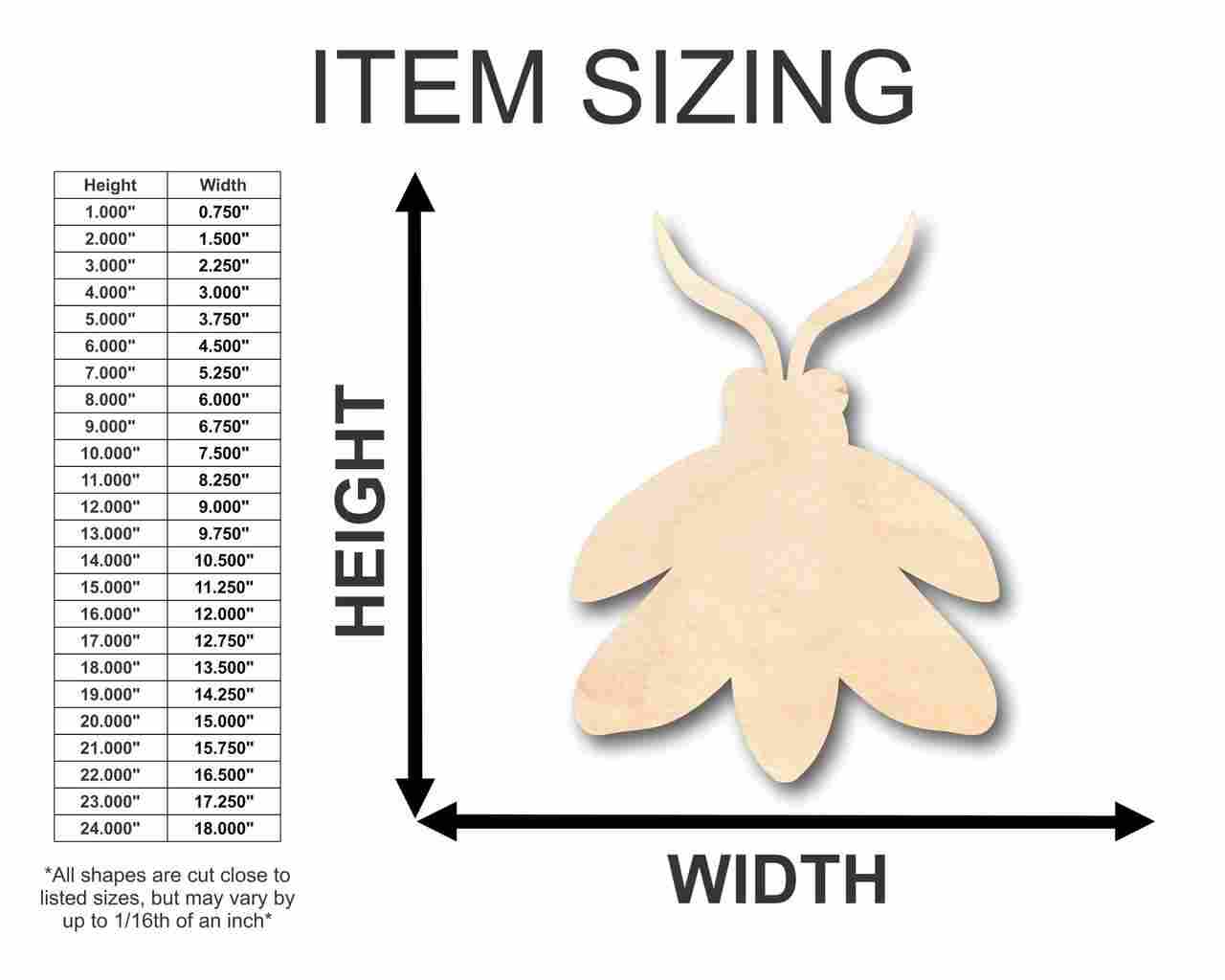 Unfinished Wood Firefly Shape -Insect - Animal - Wildlife - Craft - up to 46" DIY - Image 2