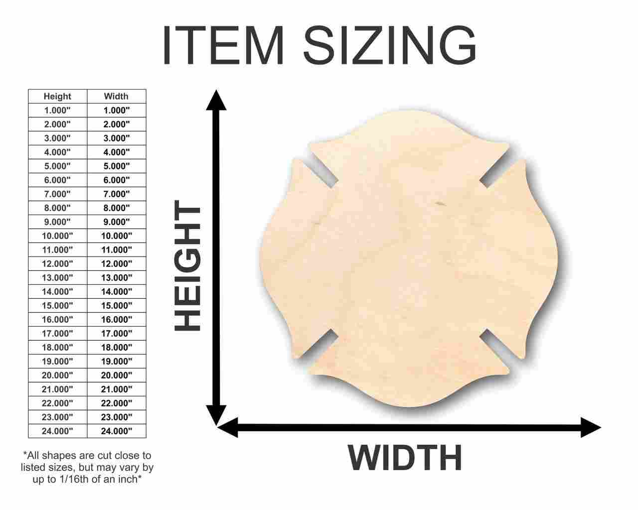 Unfinished Wood Fireman's Badge Symbol Shape - Firefighter - Craft - up to 46" DIY - Image 2