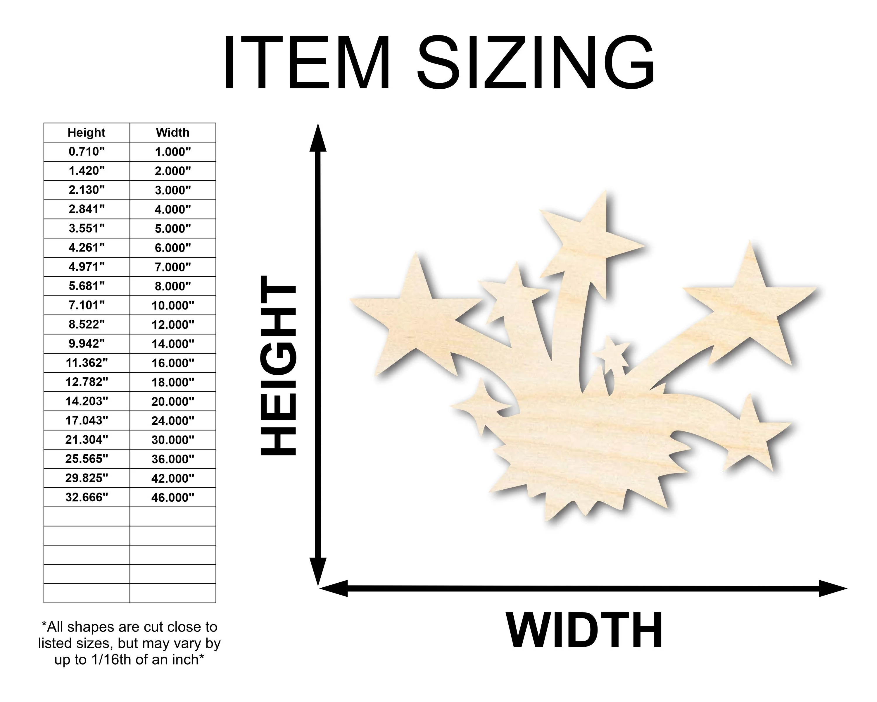 Unfinished Wood Fireworks Shape - Craft - up to 46" - Image 2