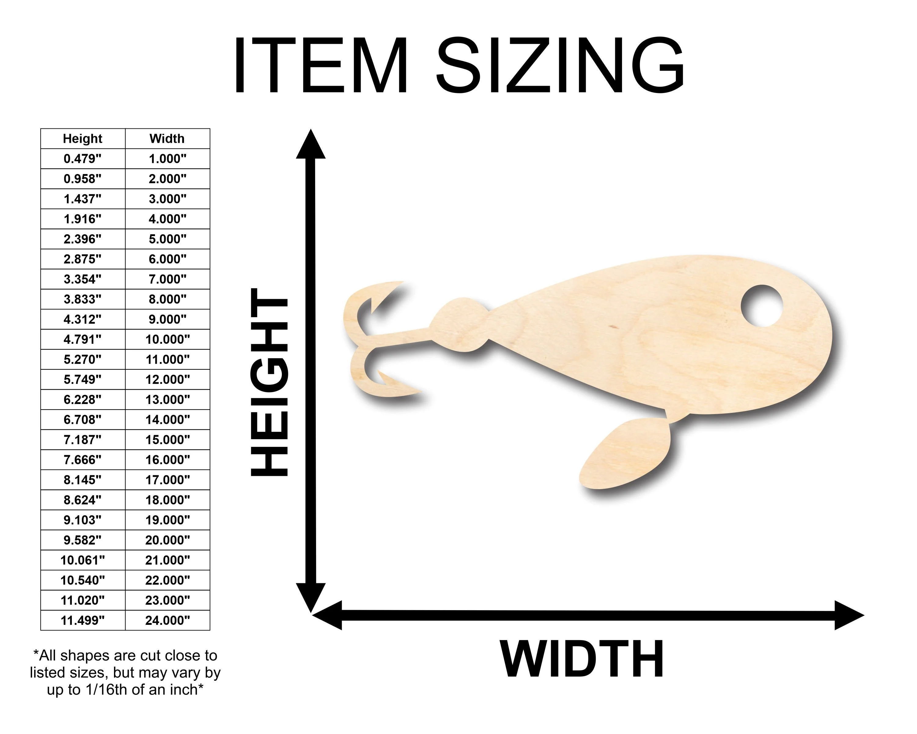 Unfinished Wood Fishing Lure Shape - Craft - up to 46" DIY - Image 2