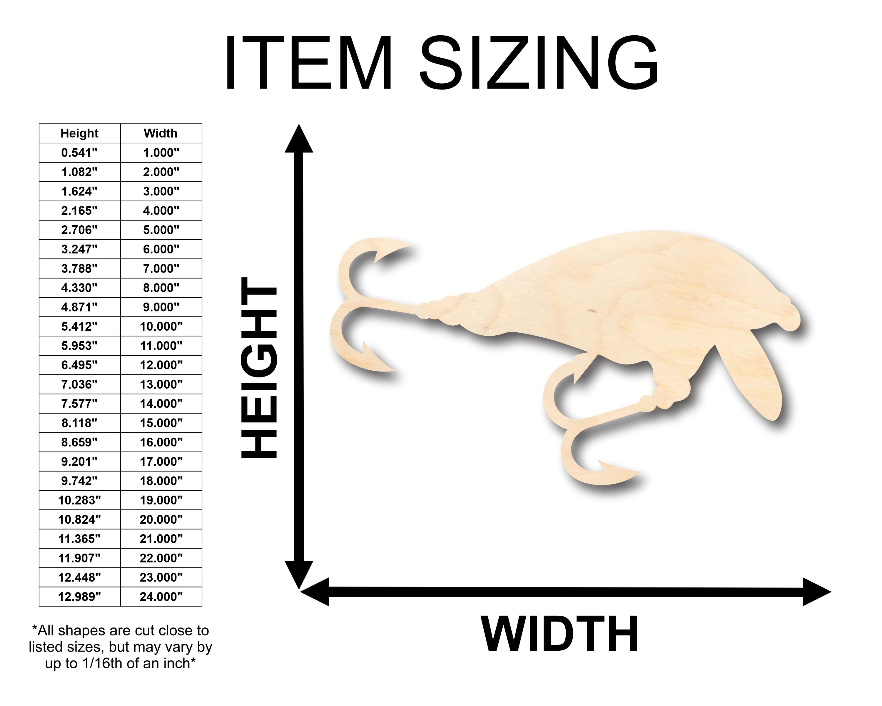Unfinished Wood Fishing Lure Shape - Craft - up to 46" DIY - Image 2