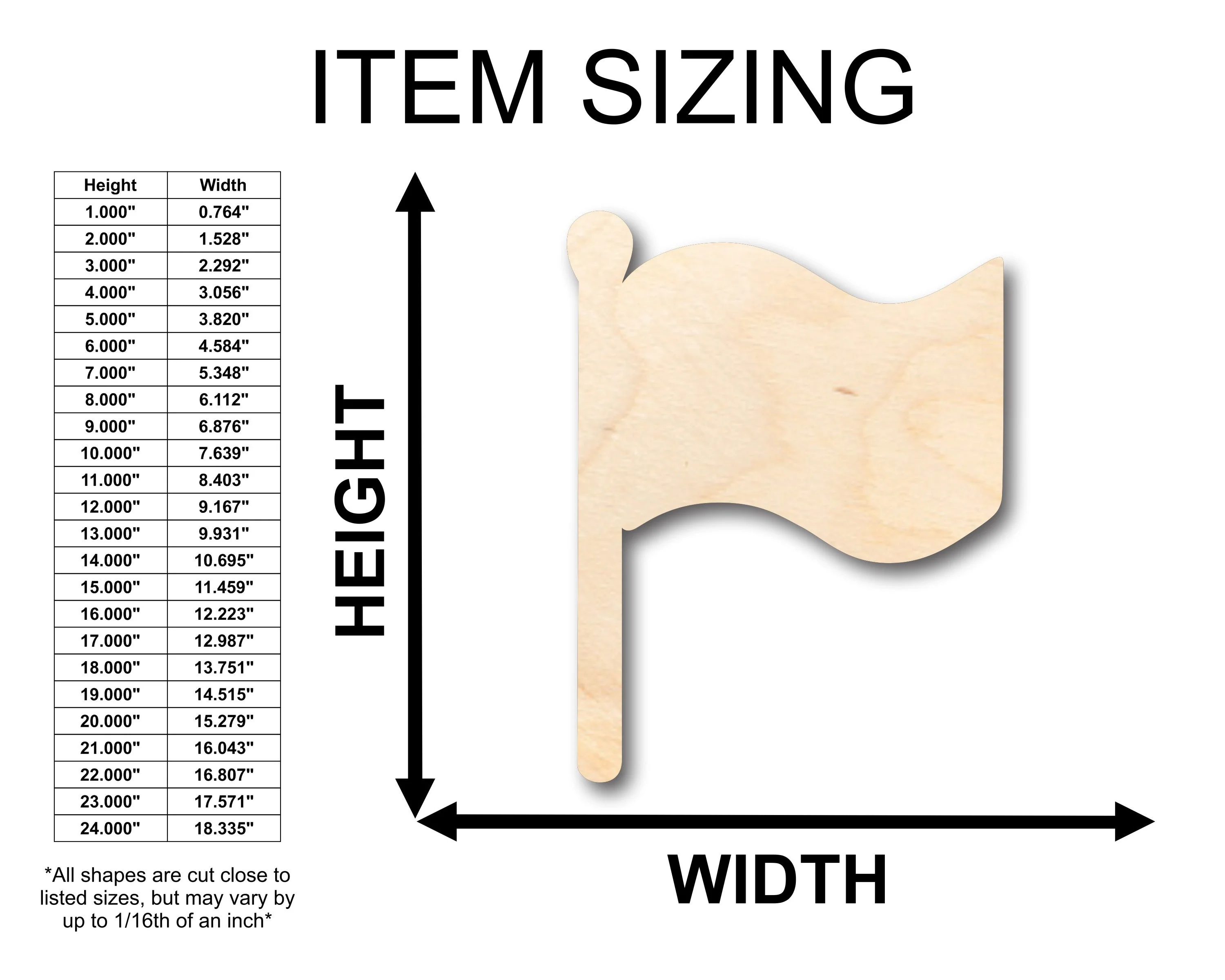 Unfinished Wood Flag Shape - Craft - up to 46" DIY - Image 2