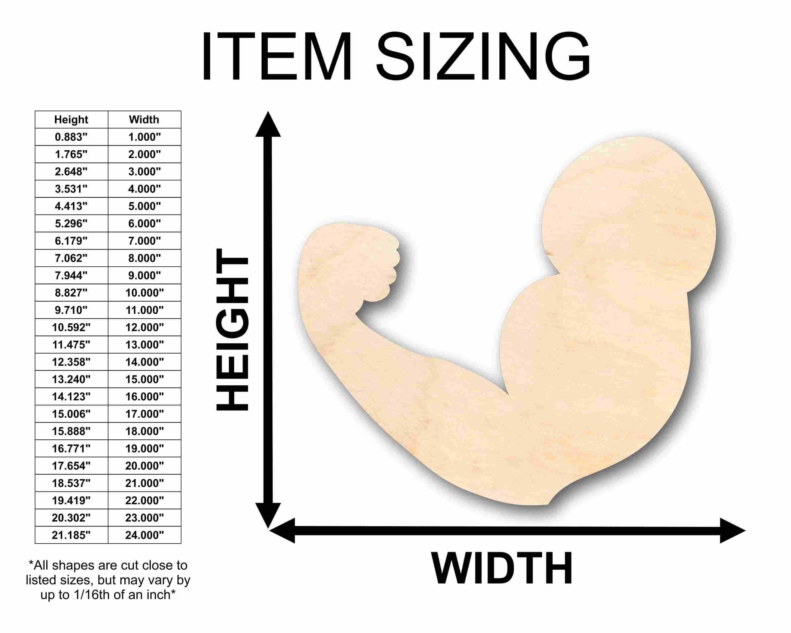 Unfinished Wood Flexing Arm Silhouette - Craft- up to 46" DIY - Image 2