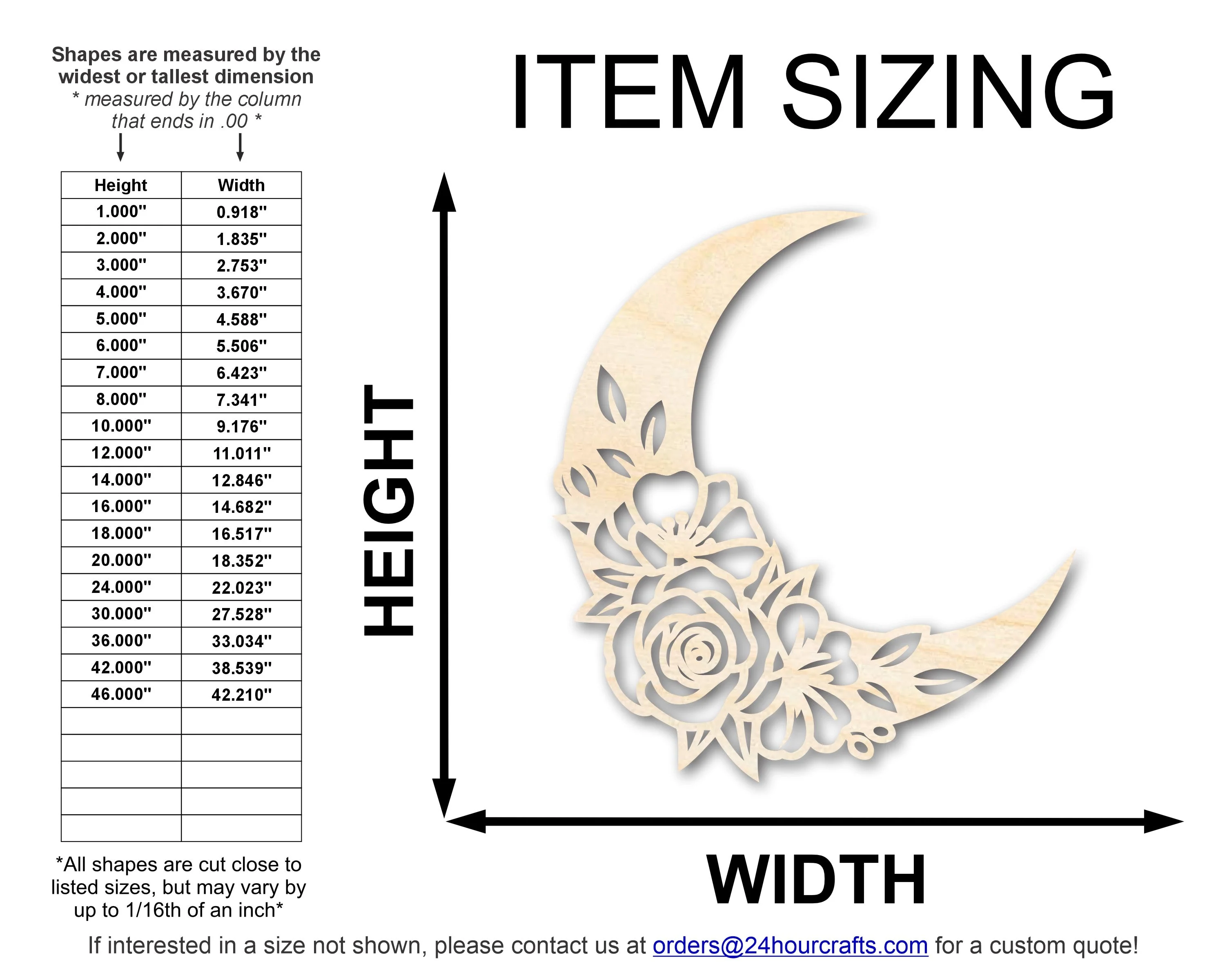 Unfinished Wood Floral Moon Shape | JGrondz | DIY Craft Cutout | up to 46" DIY | - Image 3