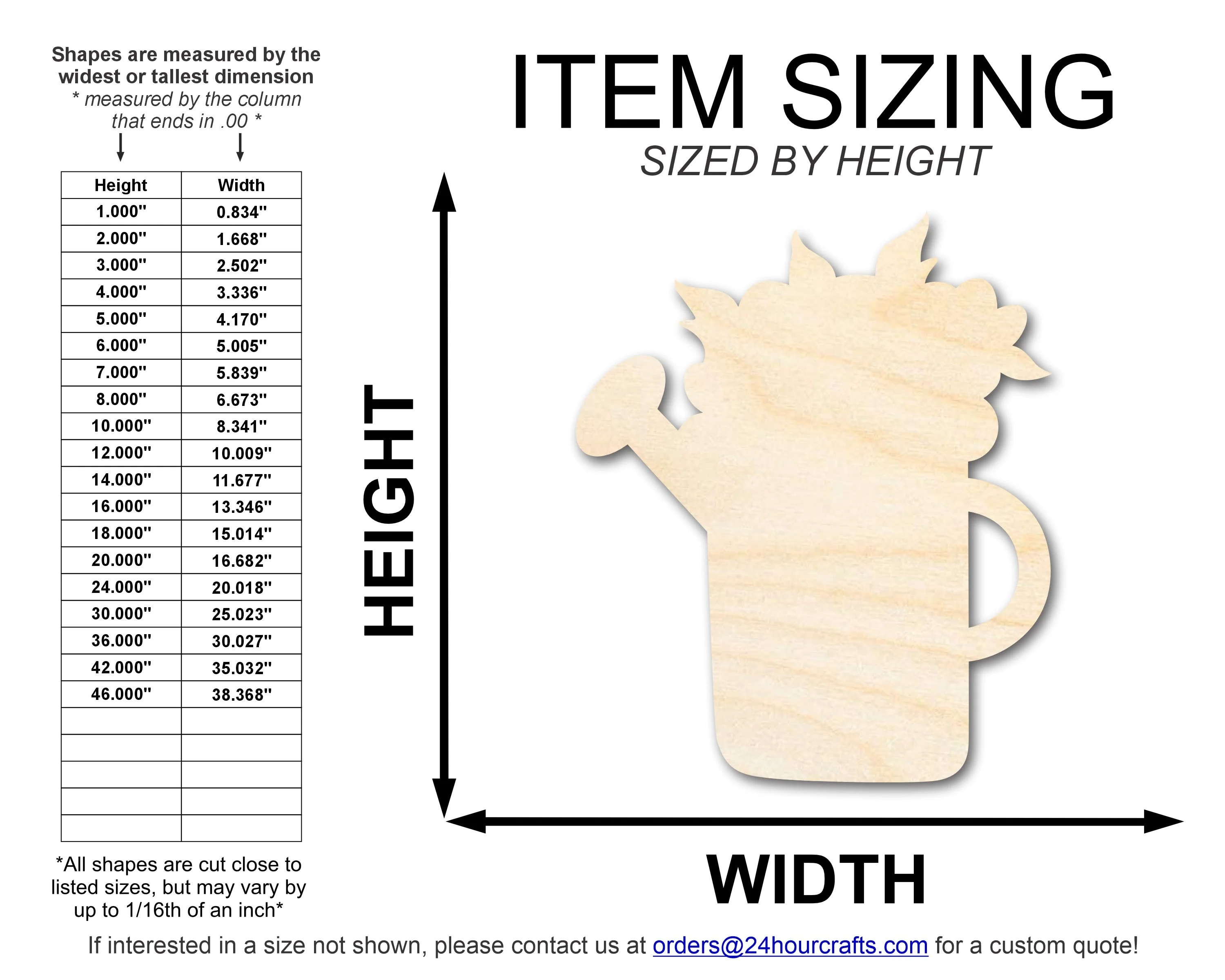 Unfinished Wood Floral Watering Can Shape | DIY Craft Cutout | up to 46" DIY - Image 2