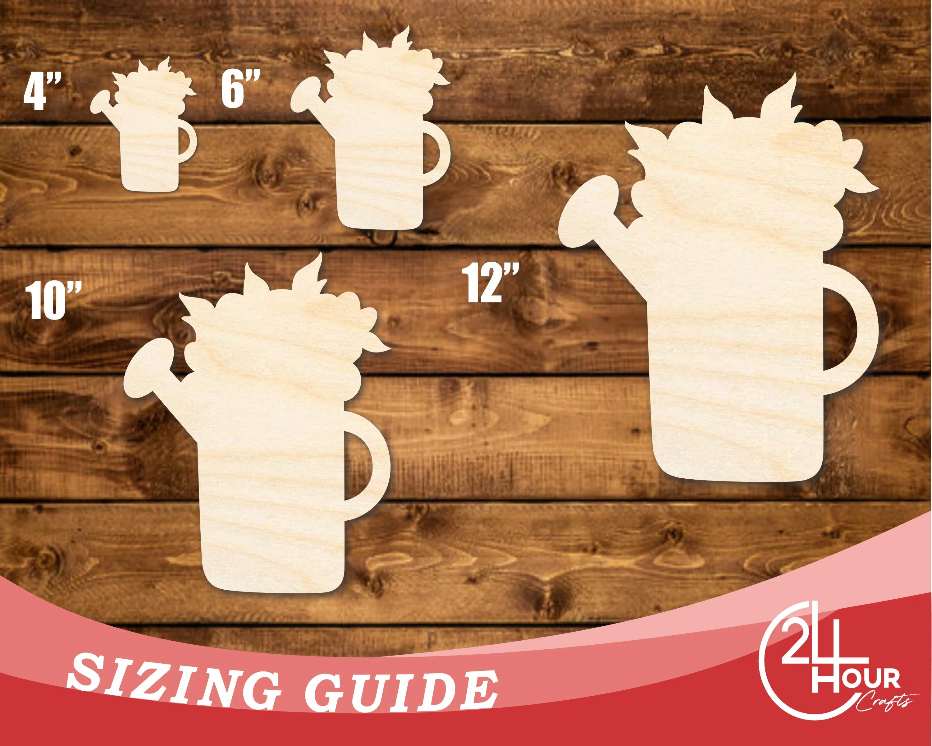 Unfinished Wood Floral Watering Can Shape | DIY Craft Cutout | up to 46" DIY - Image 3