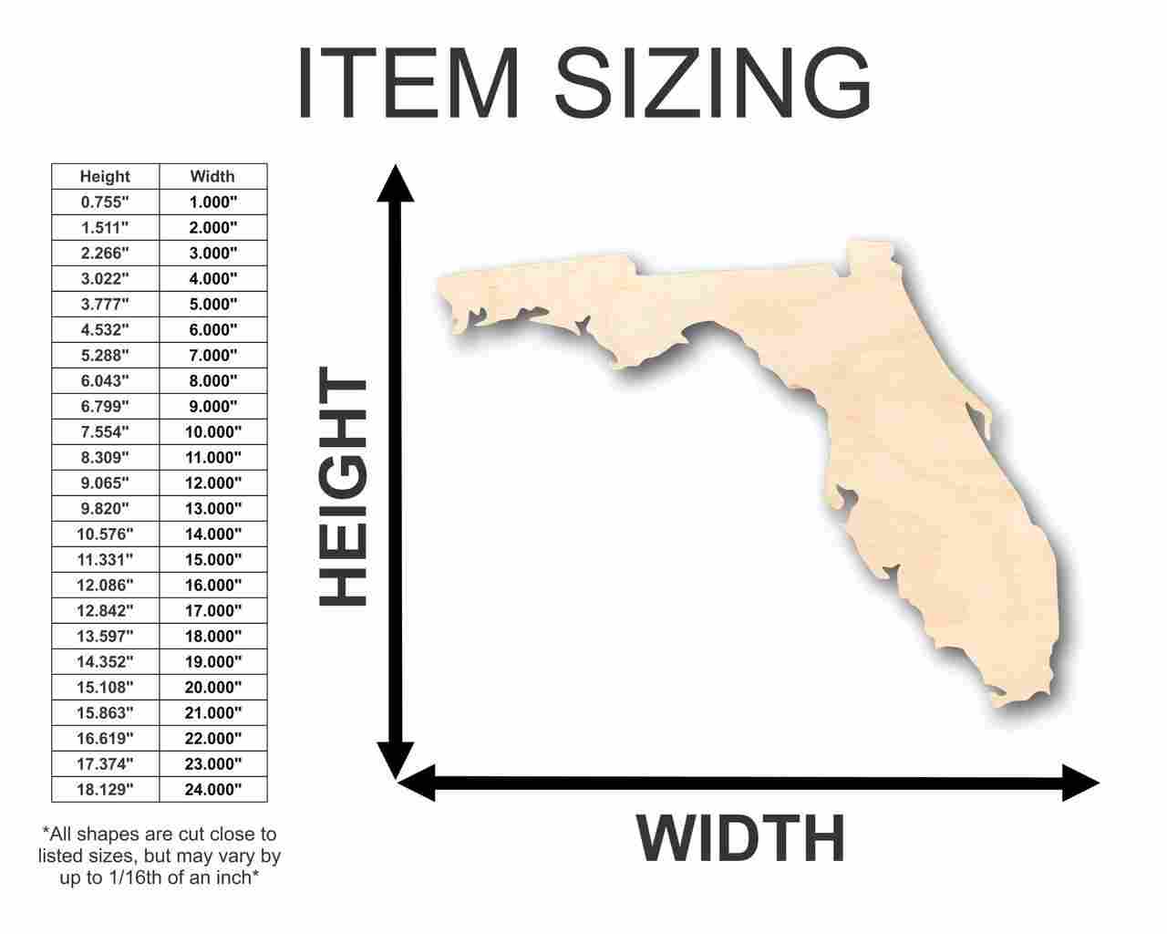 Unfinished Wood Florida Shape - State - Craft - up to 46" DIY - Image 2