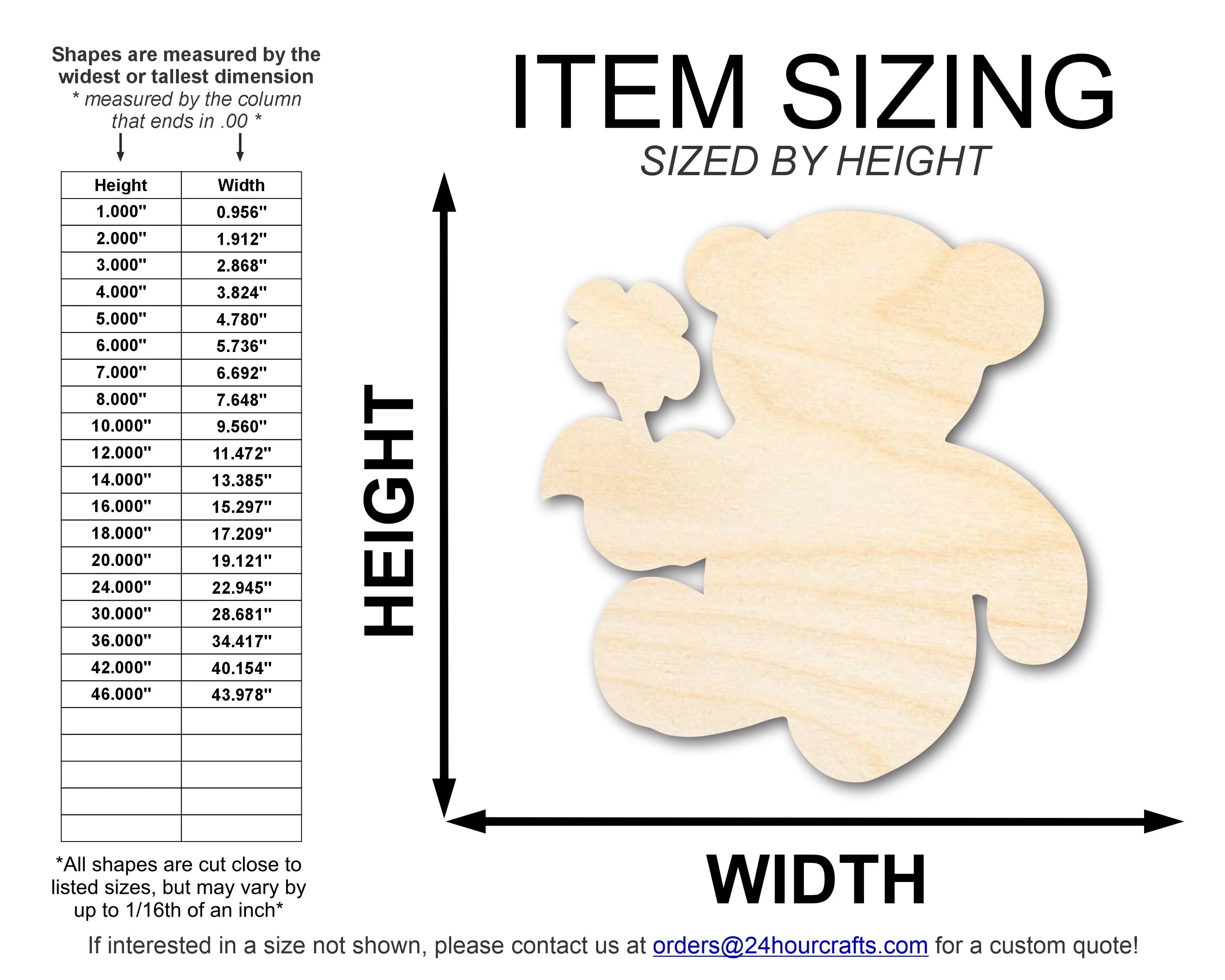 Unfinished Wood Flower Bear Shape | DIY Craft Cutout | up to 46" DIY - Image 2