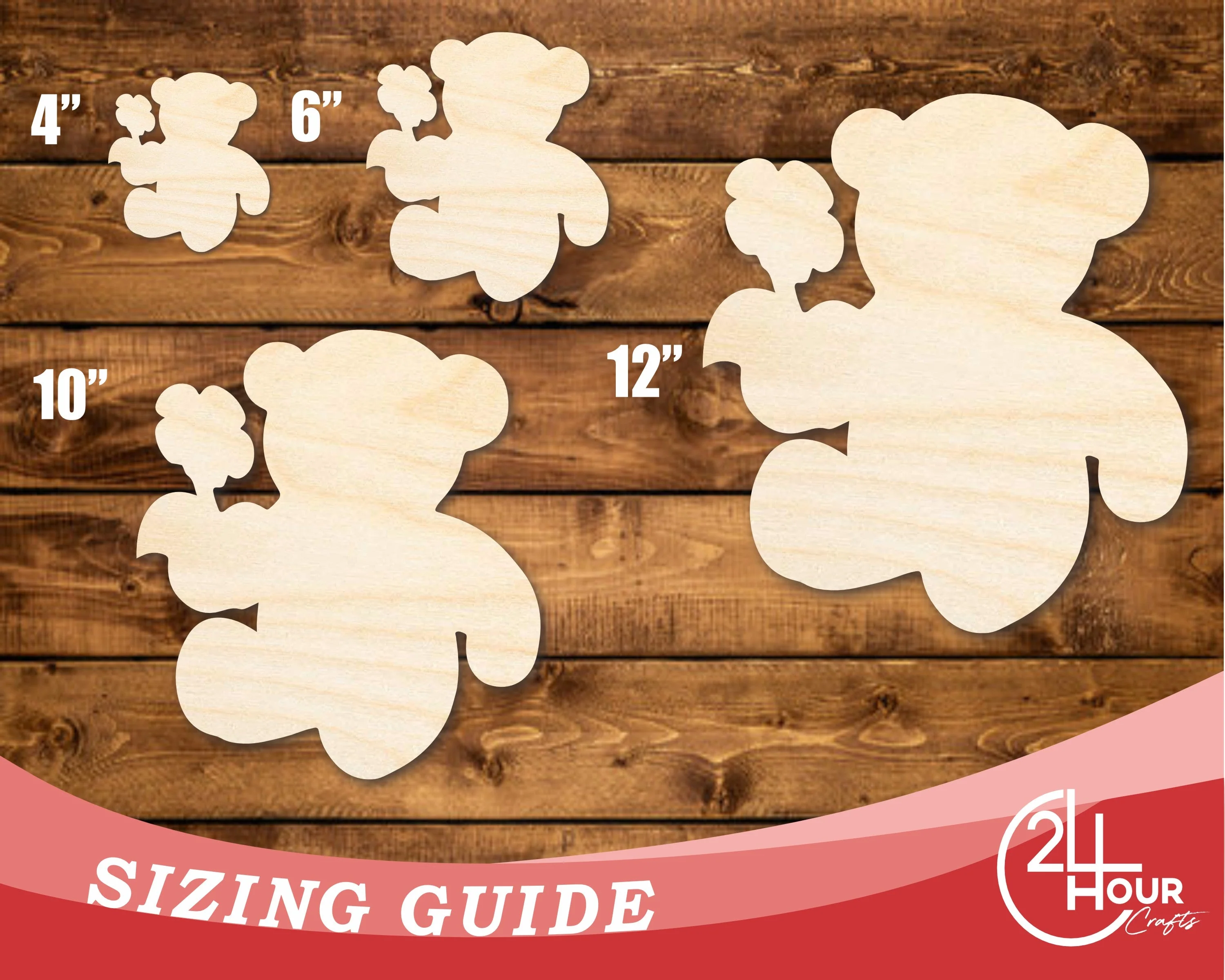 Unfinished Wood Flower Bear Shape | DIY Craft Cutout | up to 46" DIY - Image 3