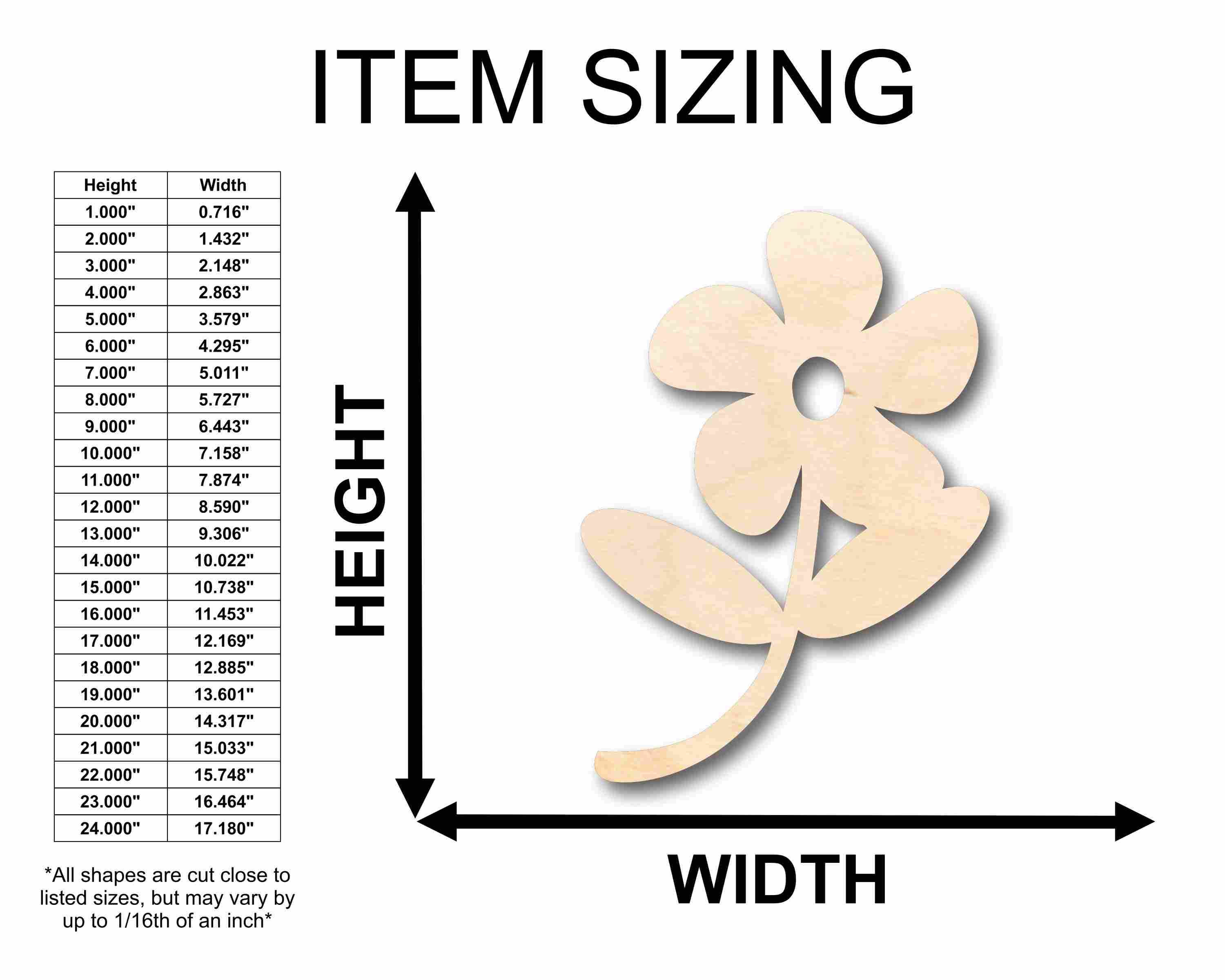 Unfinished Wood Flower Daisy Shape Silhouette - Craft- up to 46" DIY - Image 2