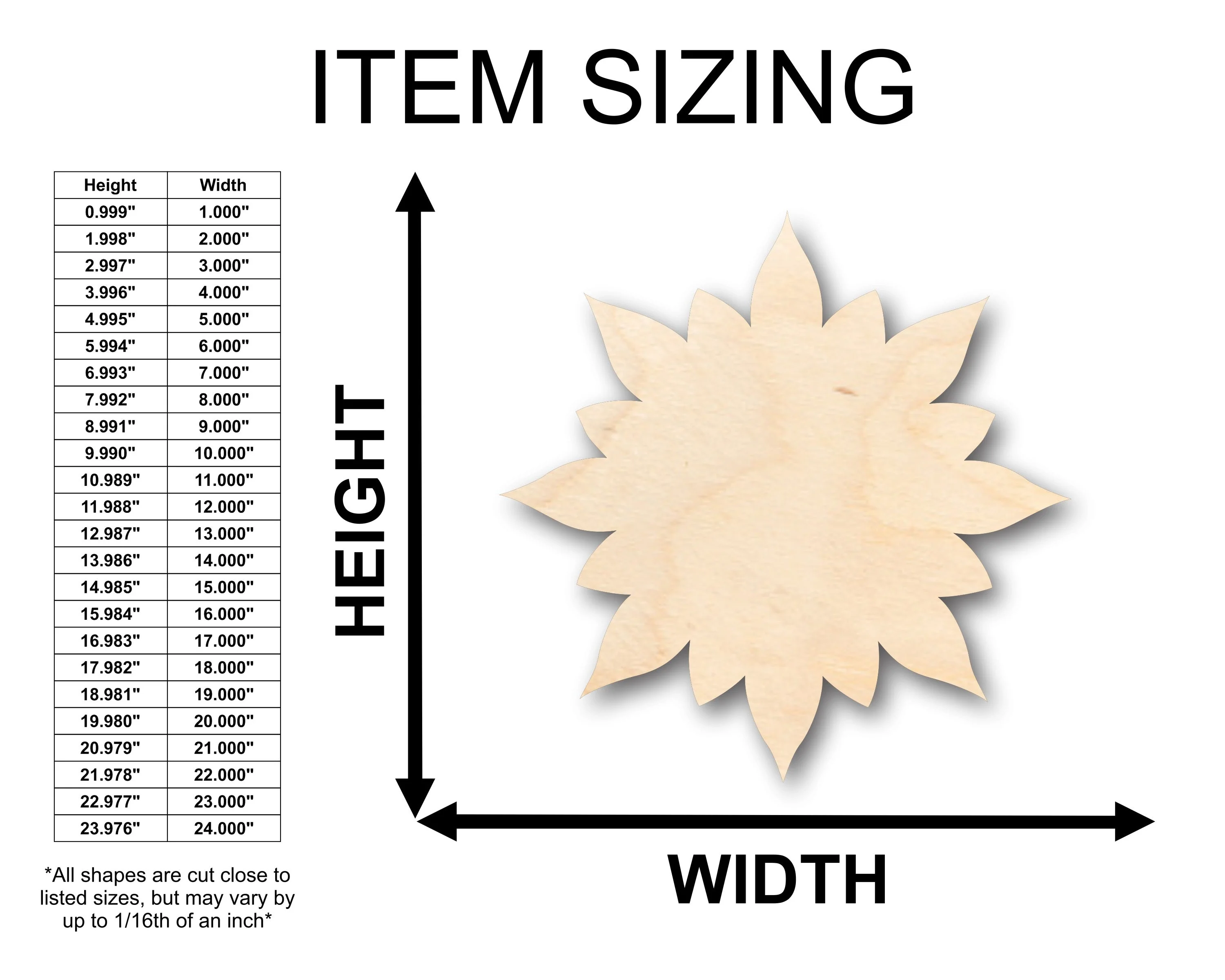 Unfinished Wood Flower Floral Starburst Shape - Craft - up to 46" DIY - Image 2