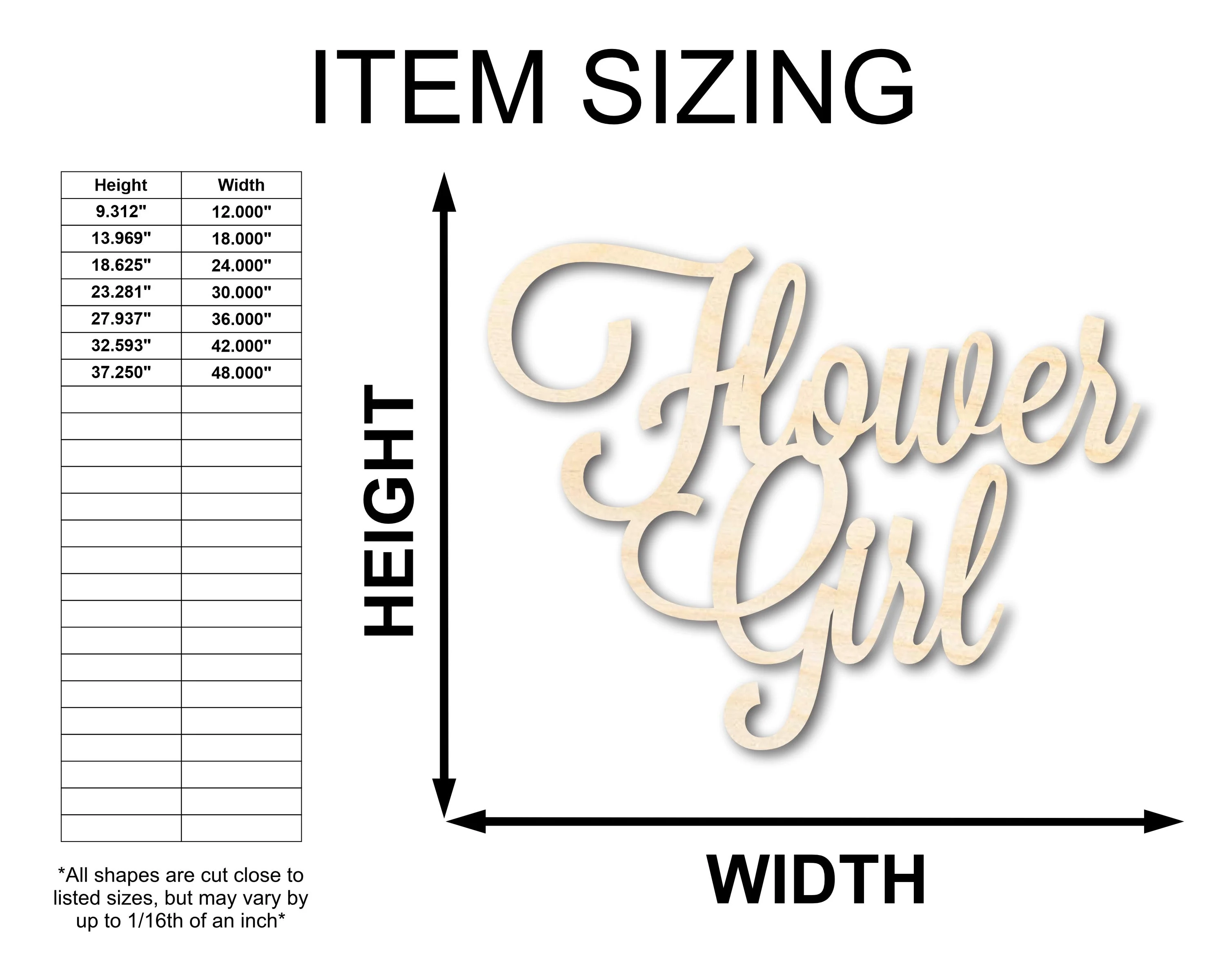 Unfinished Wood Flower Girl Shape - Word Craft - up to 46" - Image 2