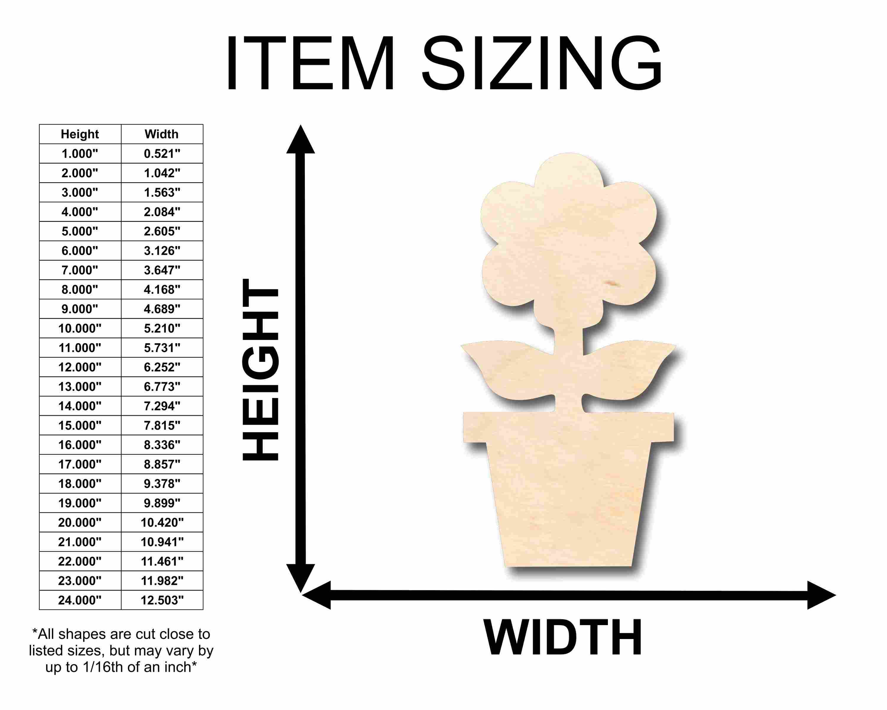 Unfinished Wood Flower in Pot Silhouette - Craft- up to 46" DIY - Image 2