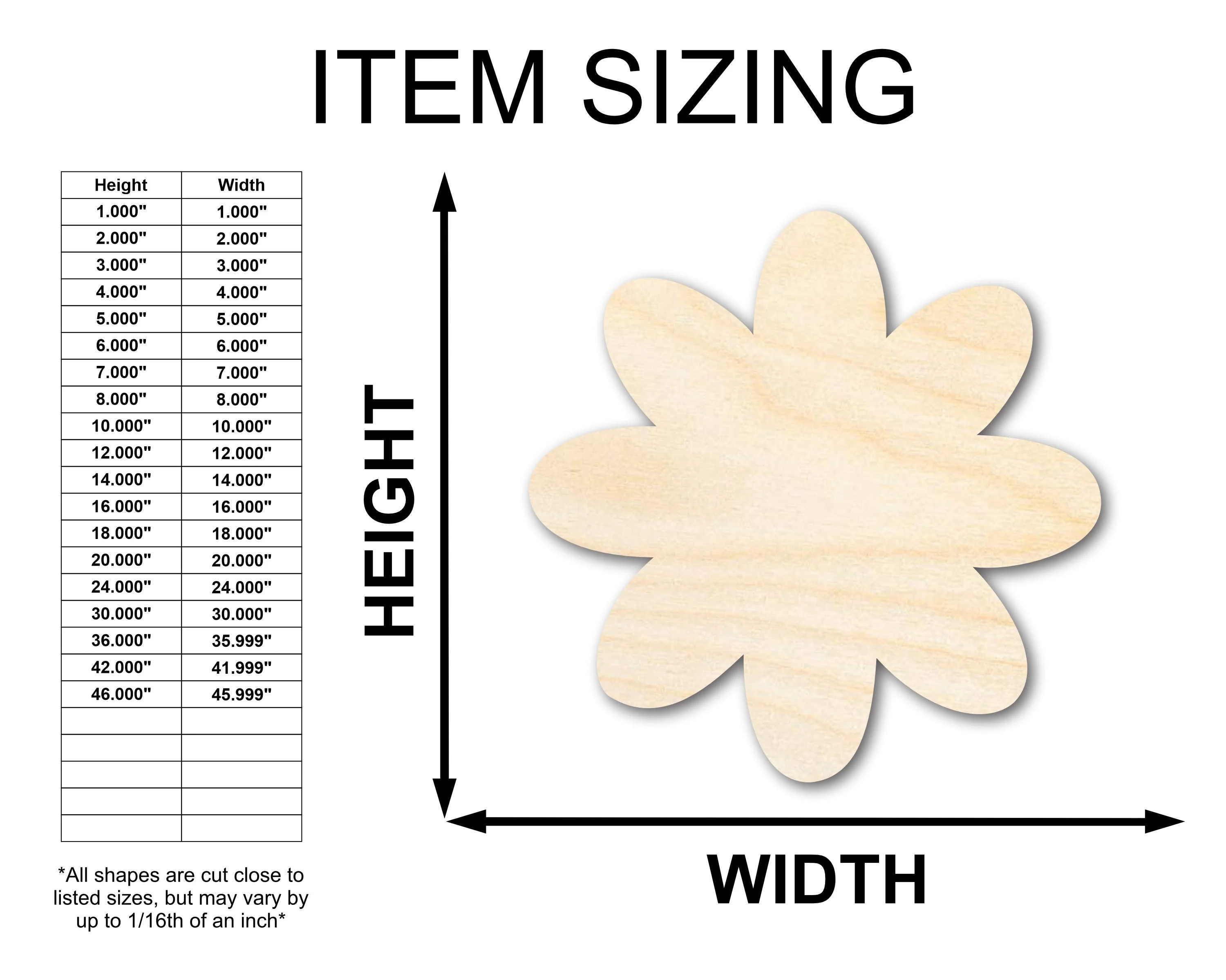 Unfinished Wood Flower Shape - Country Craft - up to 46" DIY - Image 2