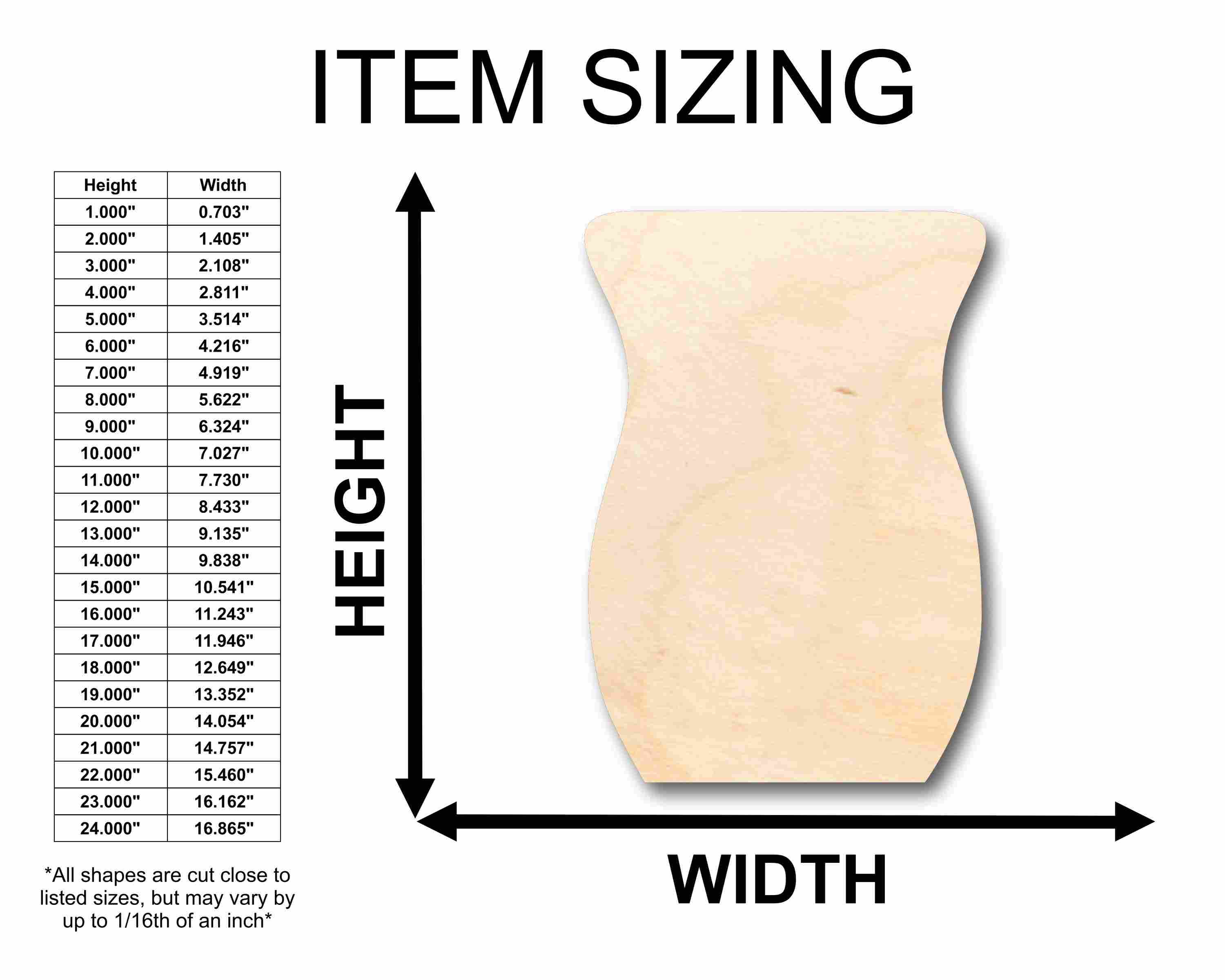 Unfinished Wood Flower Vase Silhouette - Craft- up to 46" DIY - Image 2