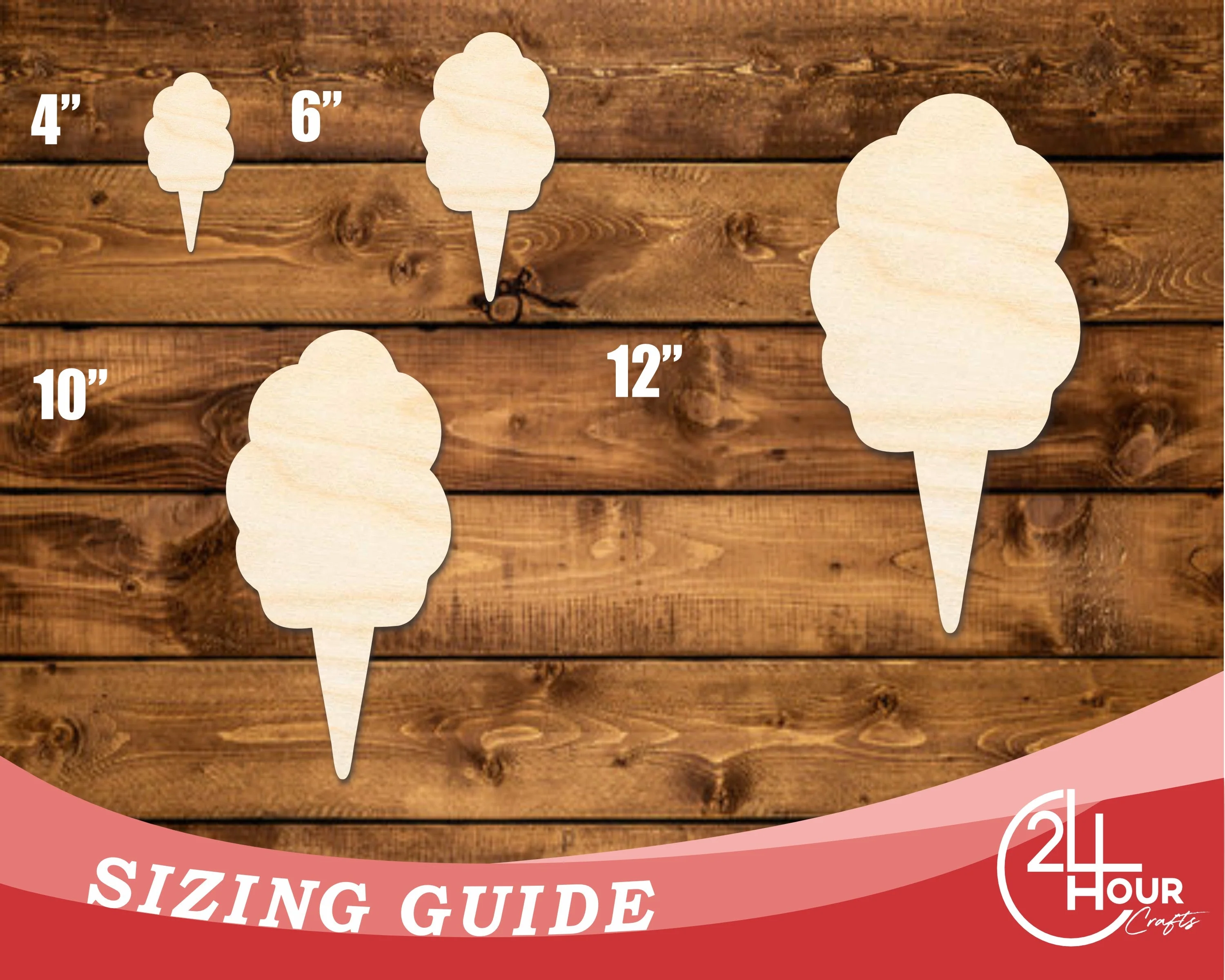Unfinished Wood Fluffy Cotton Candy Shape | DIY Craft Cutout | up to 46" DIY - Image 3