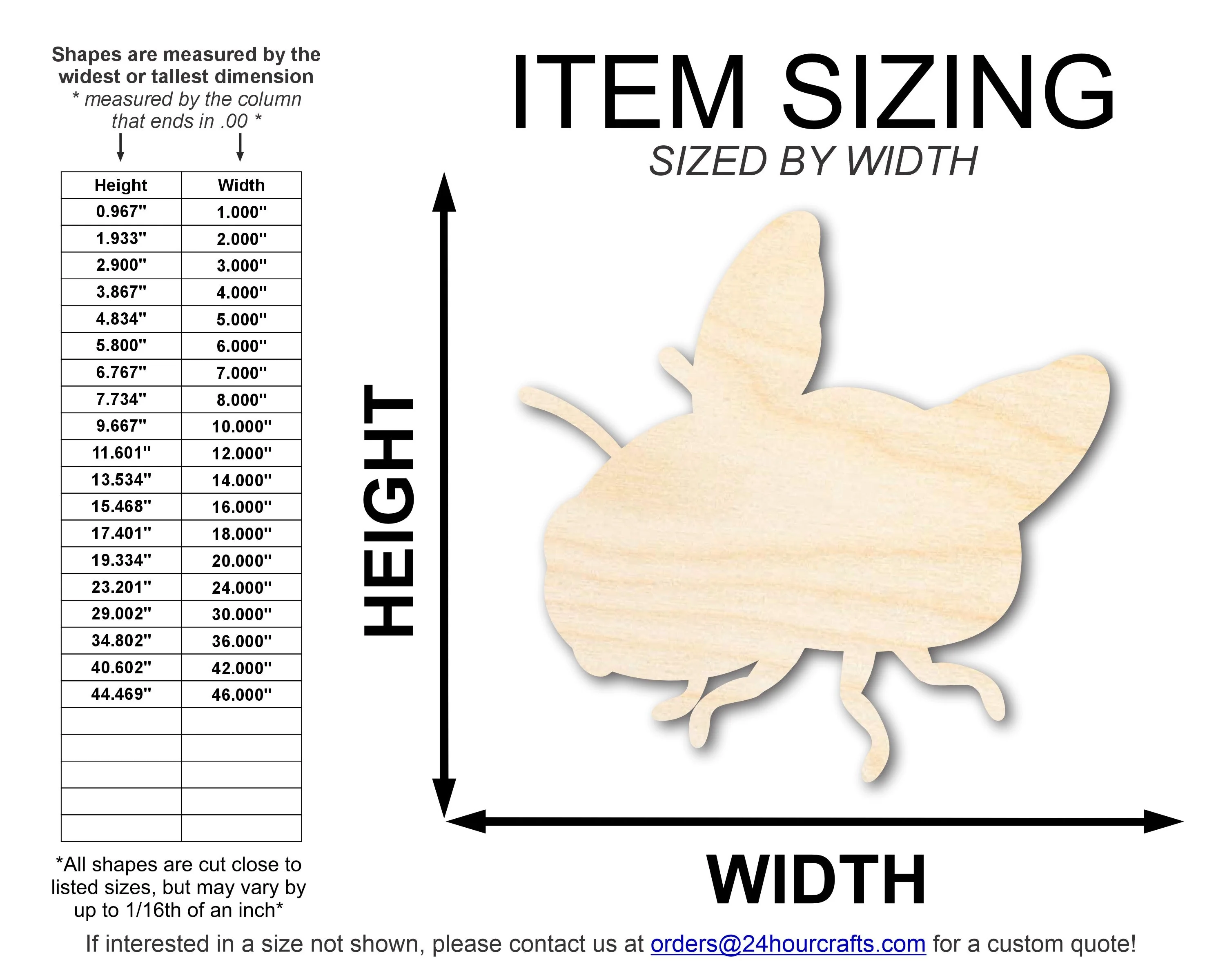 Unfinished Wood Fly Shape | DIY Craft Cutout | up to 46" DIY - Image 2