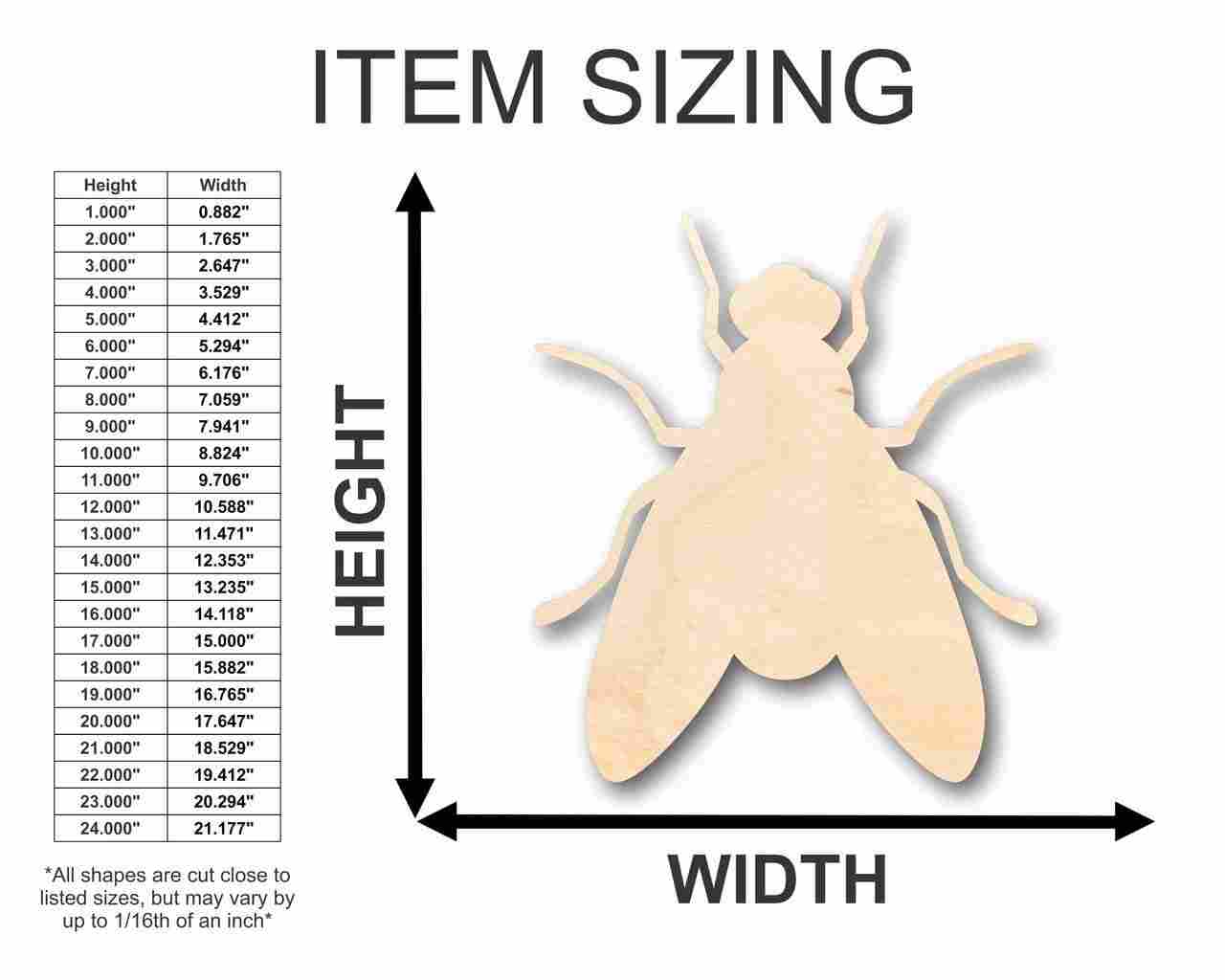 Unfinished Wood Fly Shape -Insect - Craft - up to 46" DIY - Image 2