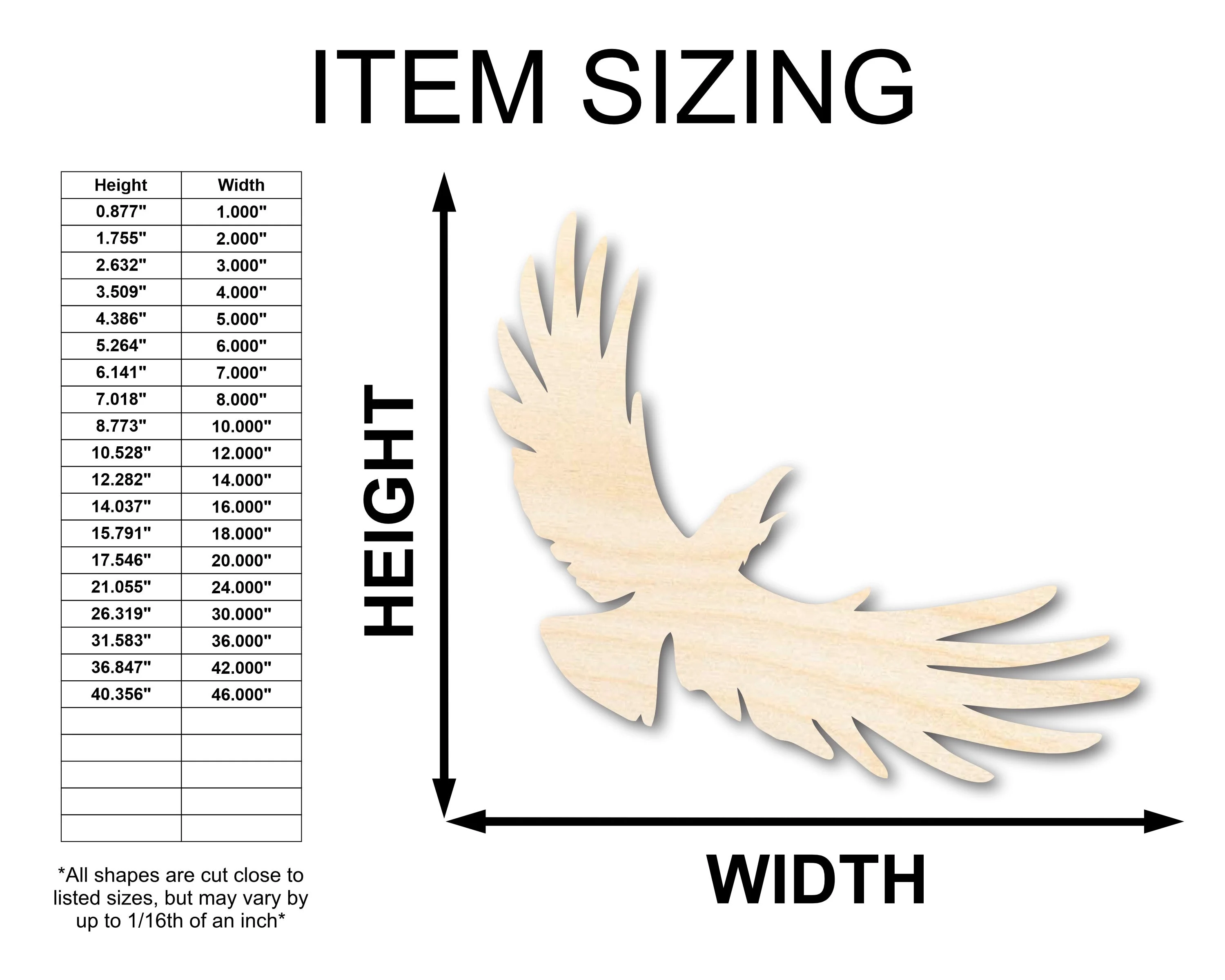 Unfinished Wood Flying Crow Shape - Craft - up to 46" - Image 2
