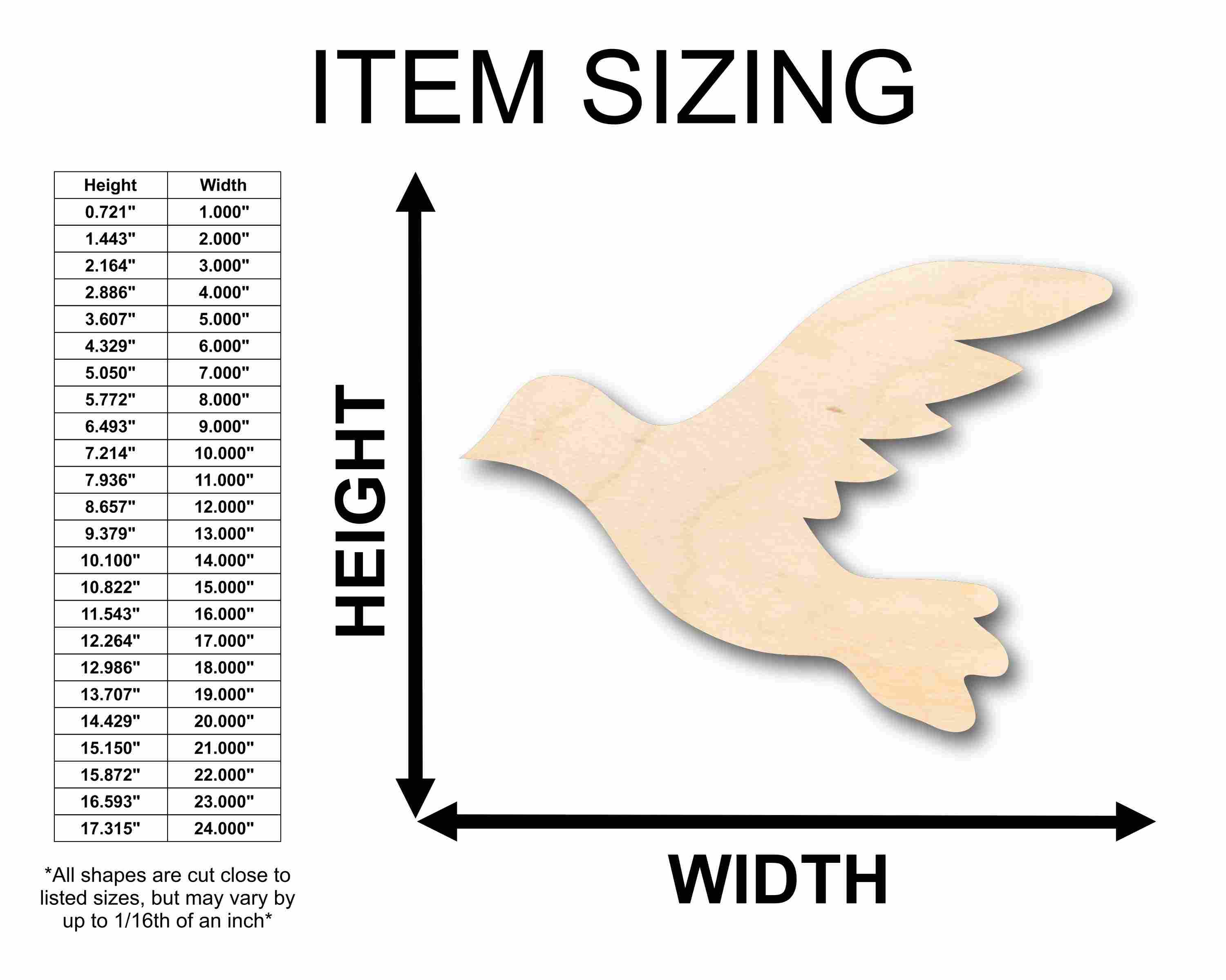 Unfinished Wood Flying Dove Pigeon Bird Silhouette - Craft- up to 46" DIY - Image 2