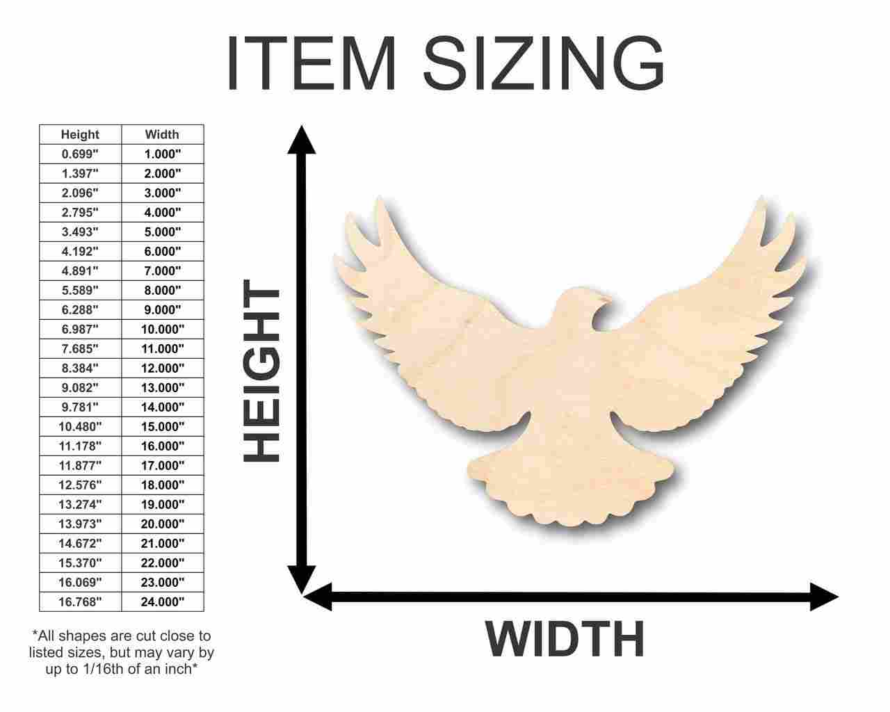 Unfinished Wood Flying Dove Shape - Bird - Wildlife - Craft - up to 46" DIY - Image 2