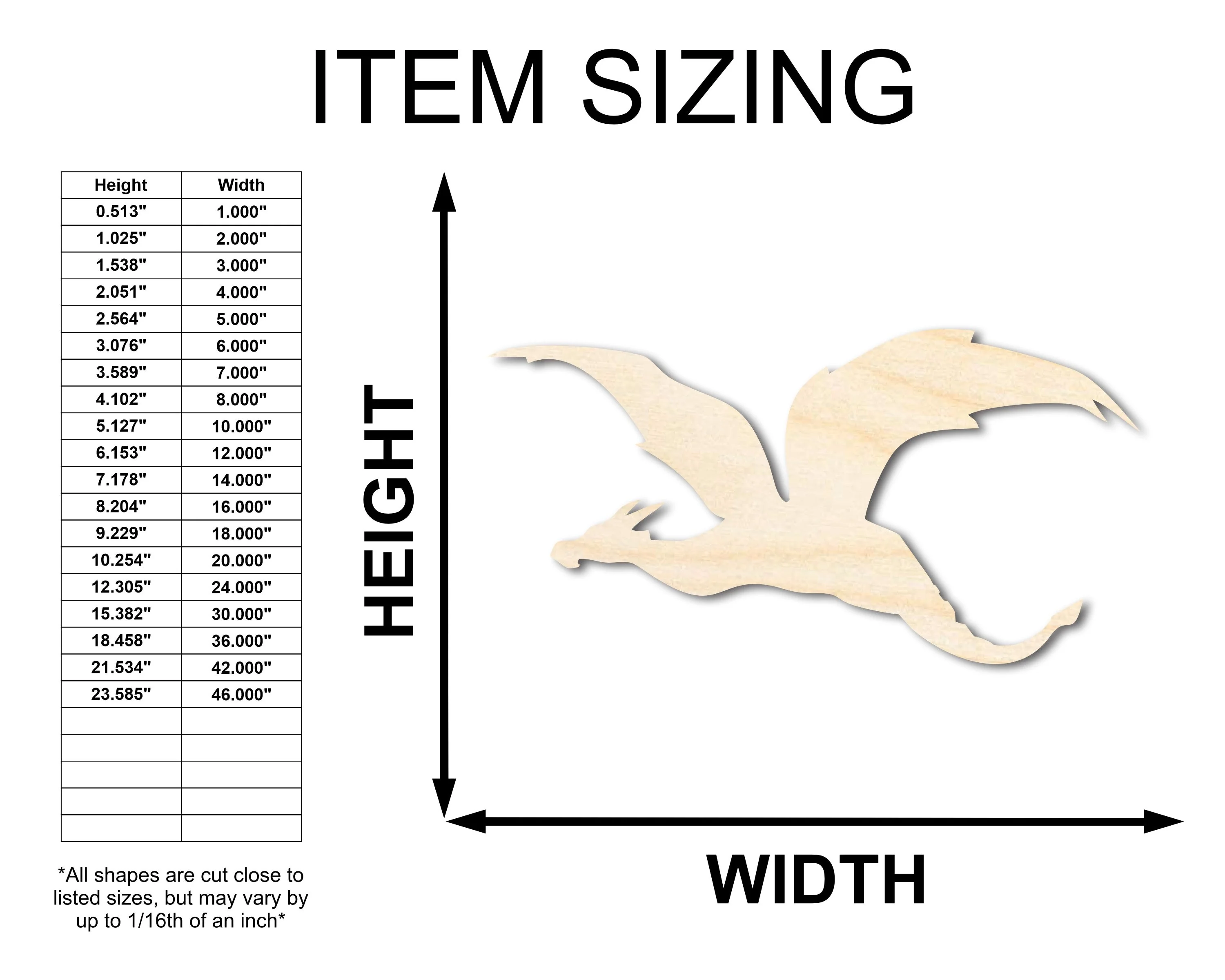 Unfinished Wood Flying Dragon Shape - Craft - up to 46" - Image 2