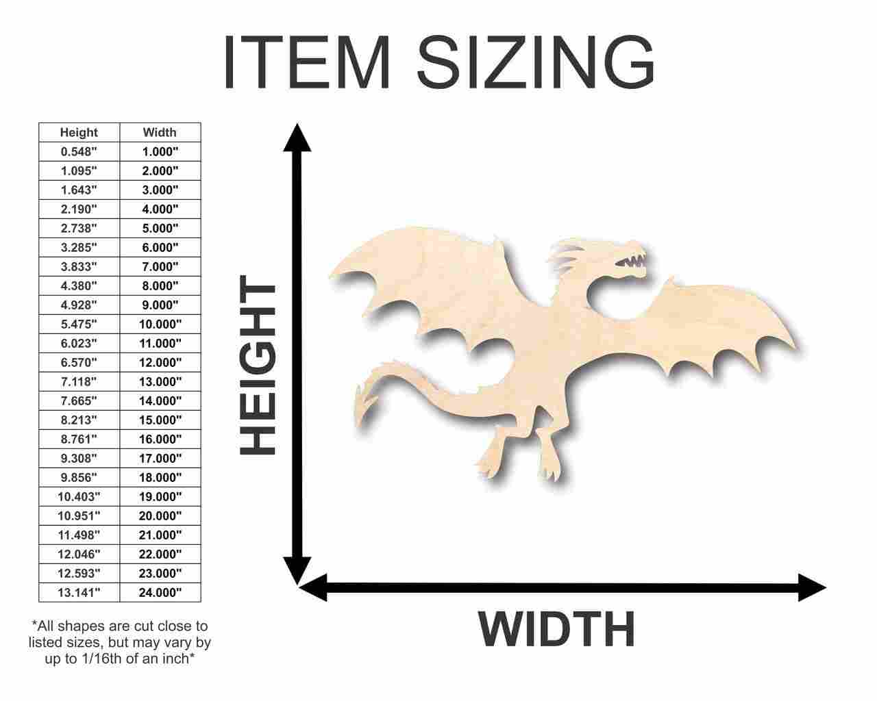 Unfinished Wood Flying Dragon Shape - Mythical - Beast - Craft - up to 46" DIY - Image 2