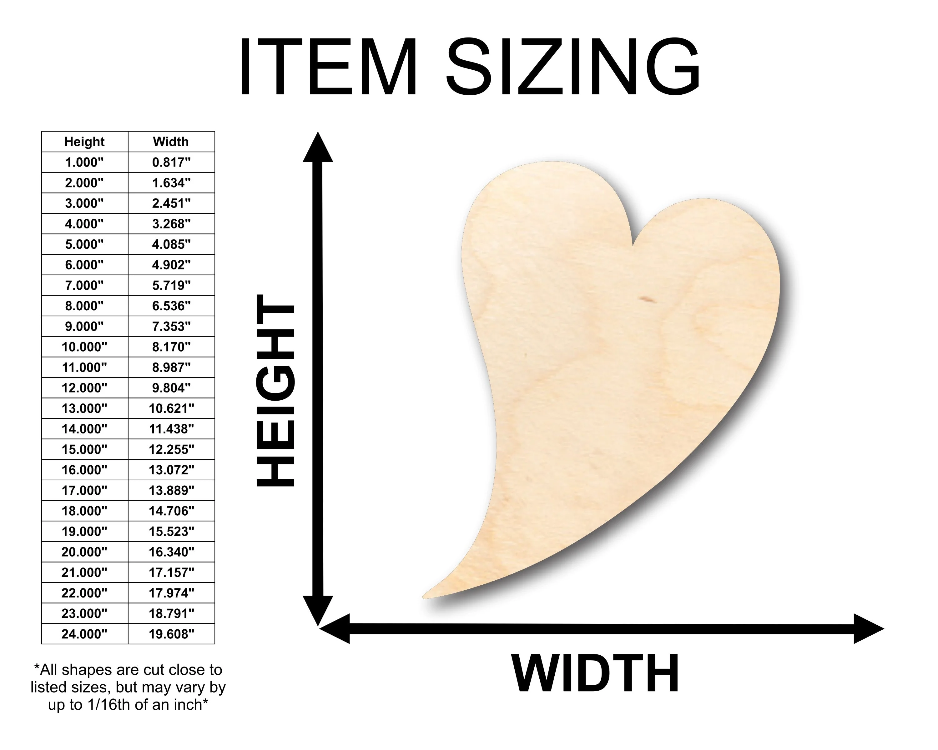 Unfinished Wood Flying Heart Shape - Craft - up to 46" DIY - Image 2