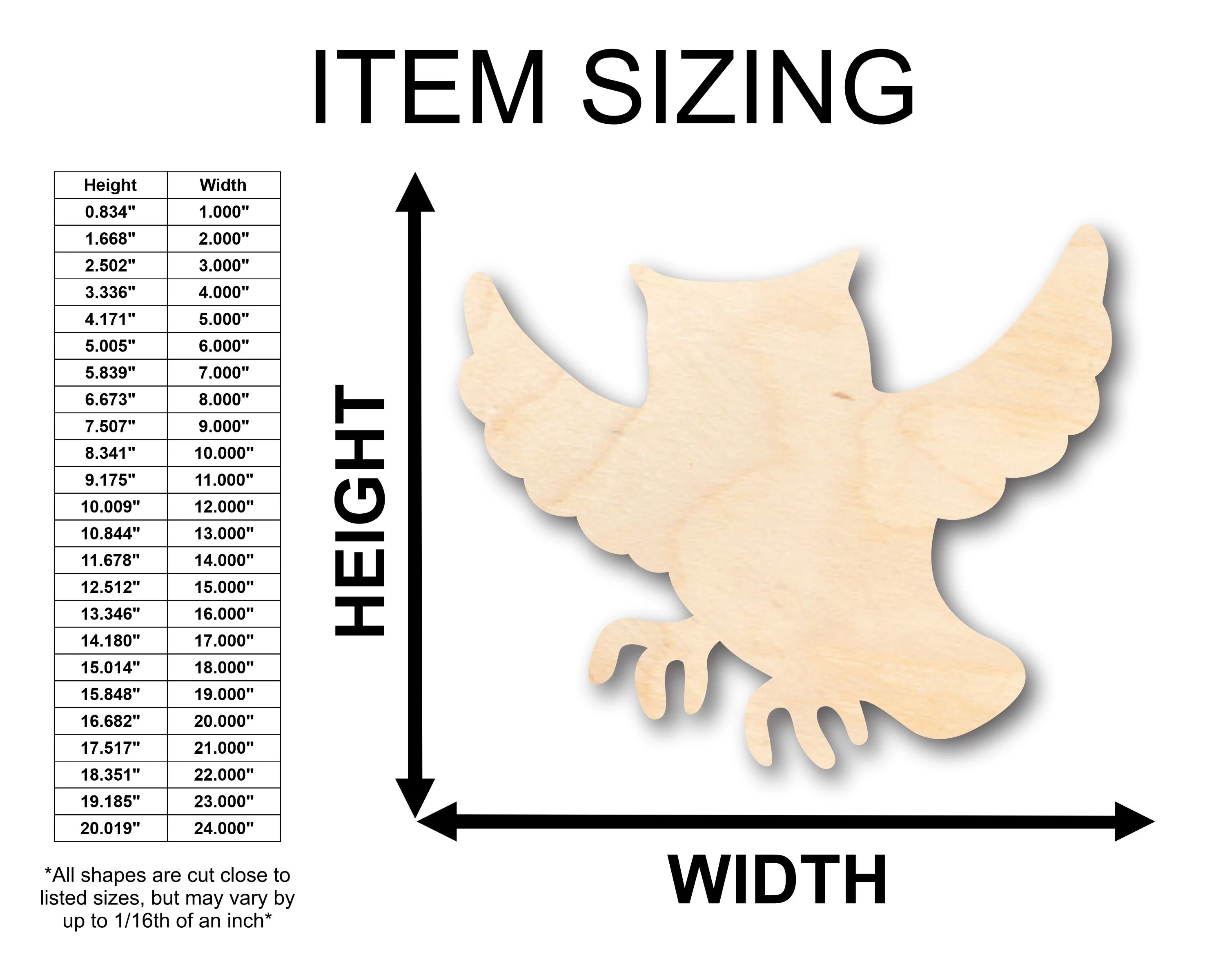 Unfinished Wood Flying Owl Shape - Craft - up to 46" DIY - Image 2