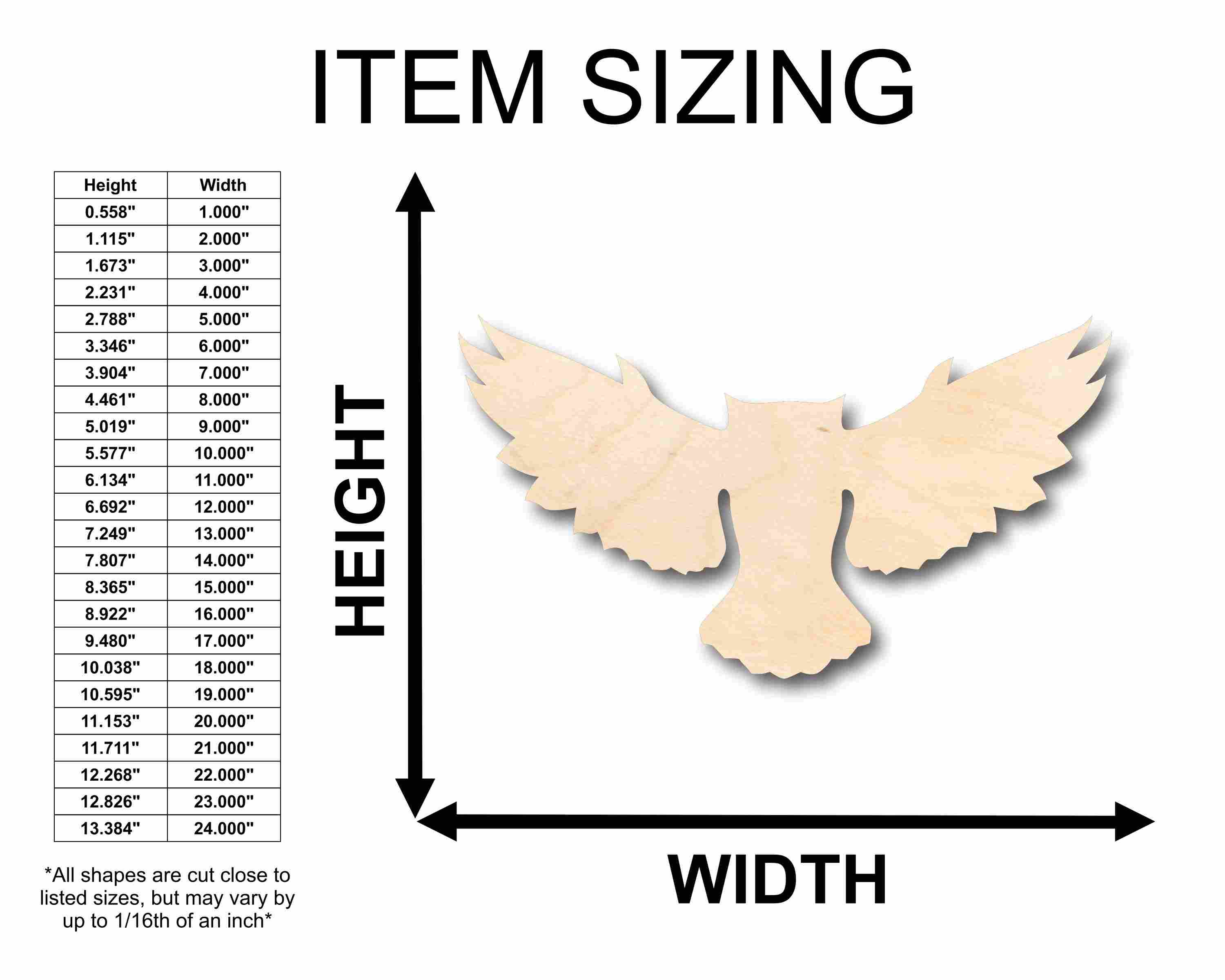 Unfinished Wood Flying Owl Silhouette - Craft- up to 46" DIY - Image 2