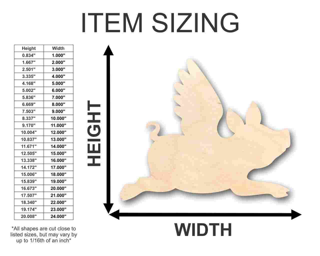 Unfinished Wood Flying Pig Shape - Animal - Joke - Craft - up to 46" DIY - Image 2