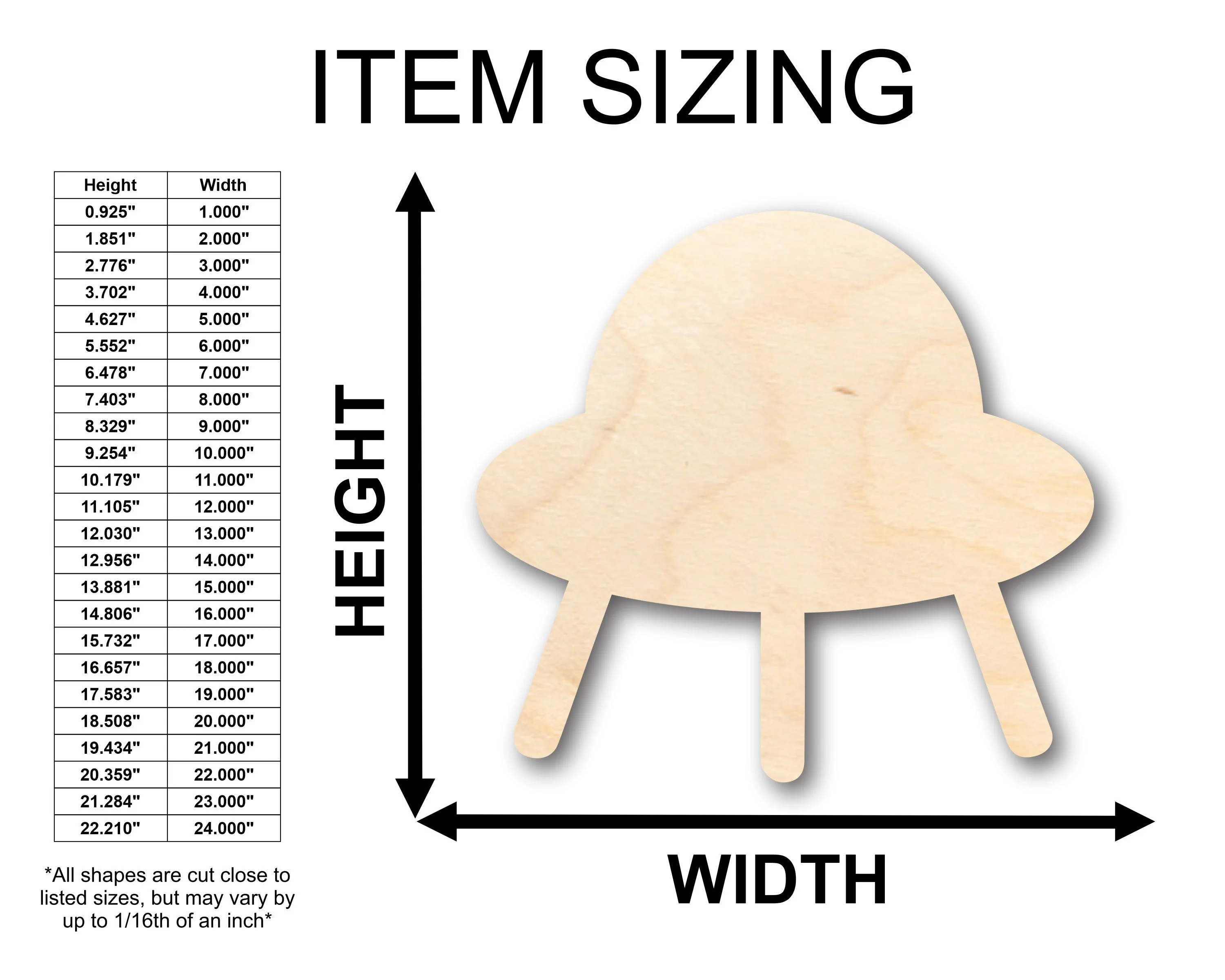 Unfinished Wood Flying Saucer Shape - Craft - up to 46" DIY - Image 2