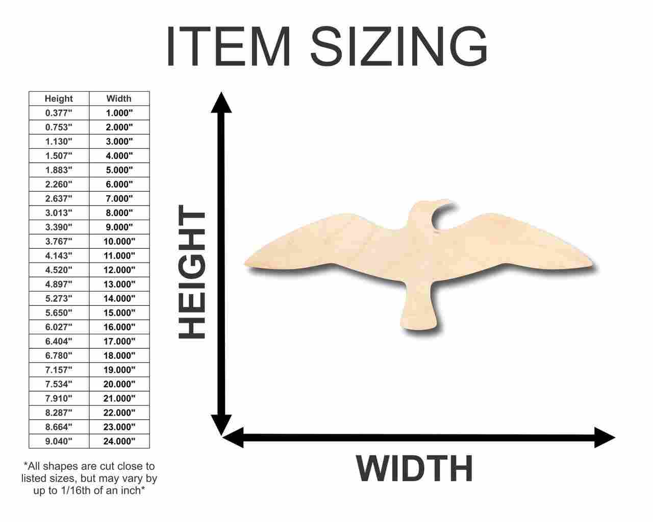 Unfinished Wood Flying Seagull Shape - Animal - Wildlife - Craft - up to 46" DIY - Image 2