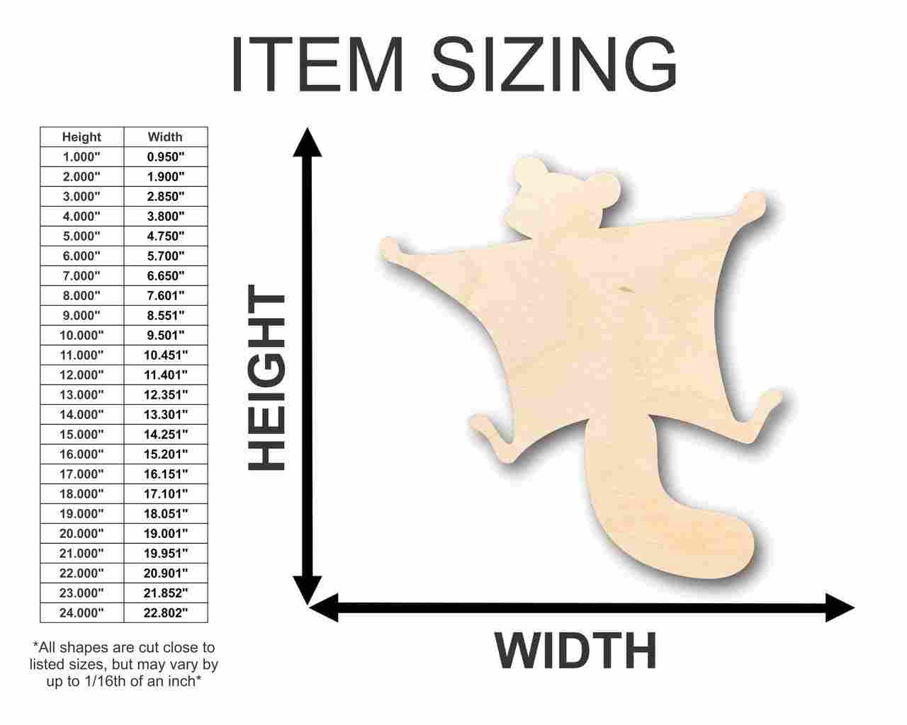 Unfinished Wood Flying Squirrel Shape - Animal - Craft - up to 46" DIY - Image 2