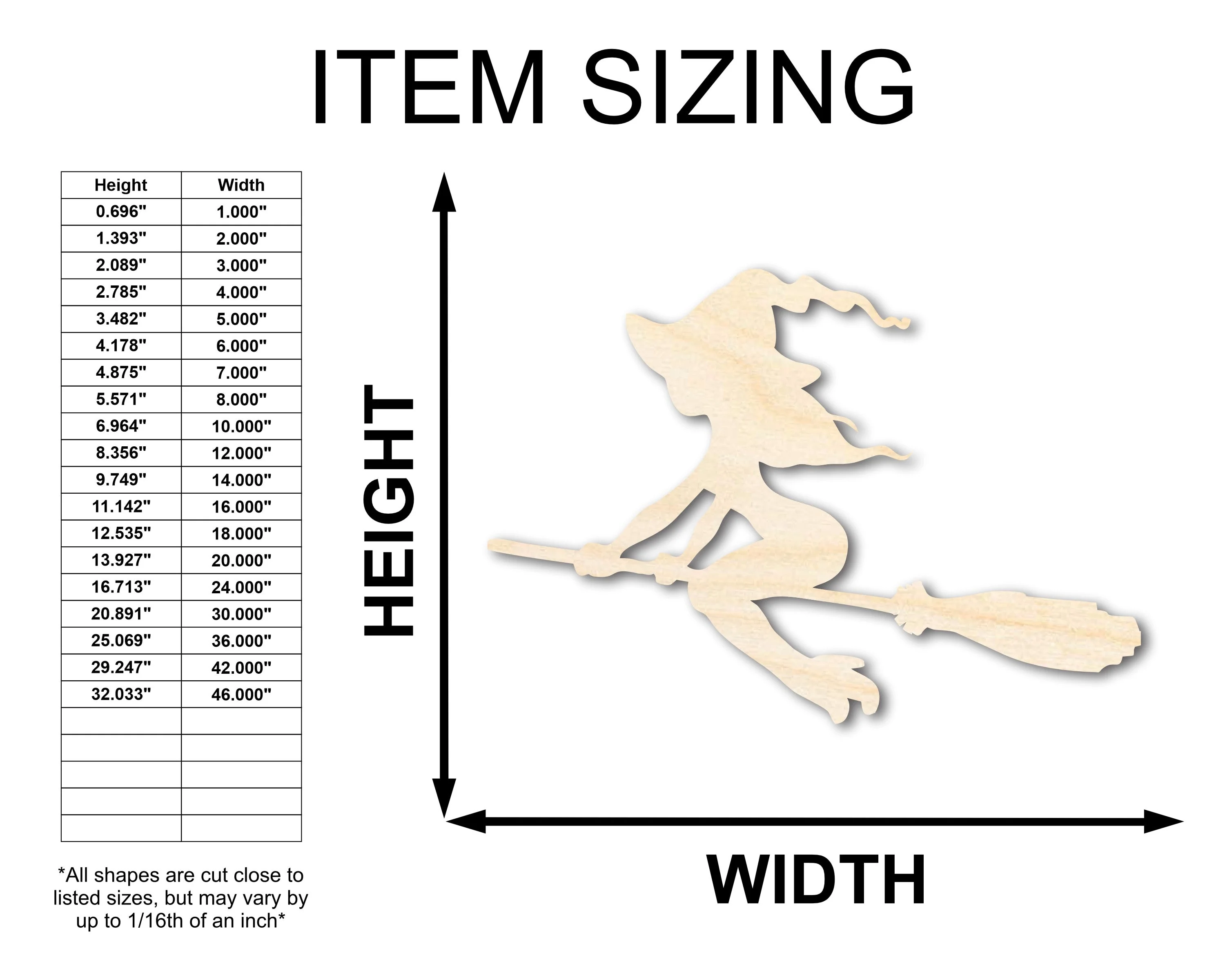 Unfinished Wood Flying Witch Shape - Craft - up to 46" - Image 2