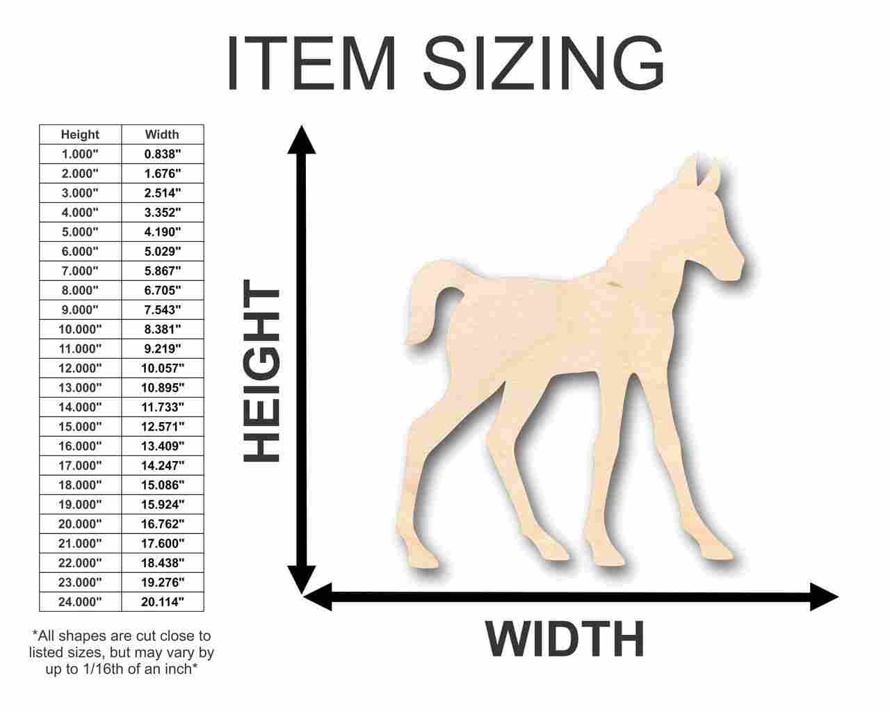 Unfinished Wood Foal Horse Shape - Animal - Craft - up to 46" DIY - Image 2
