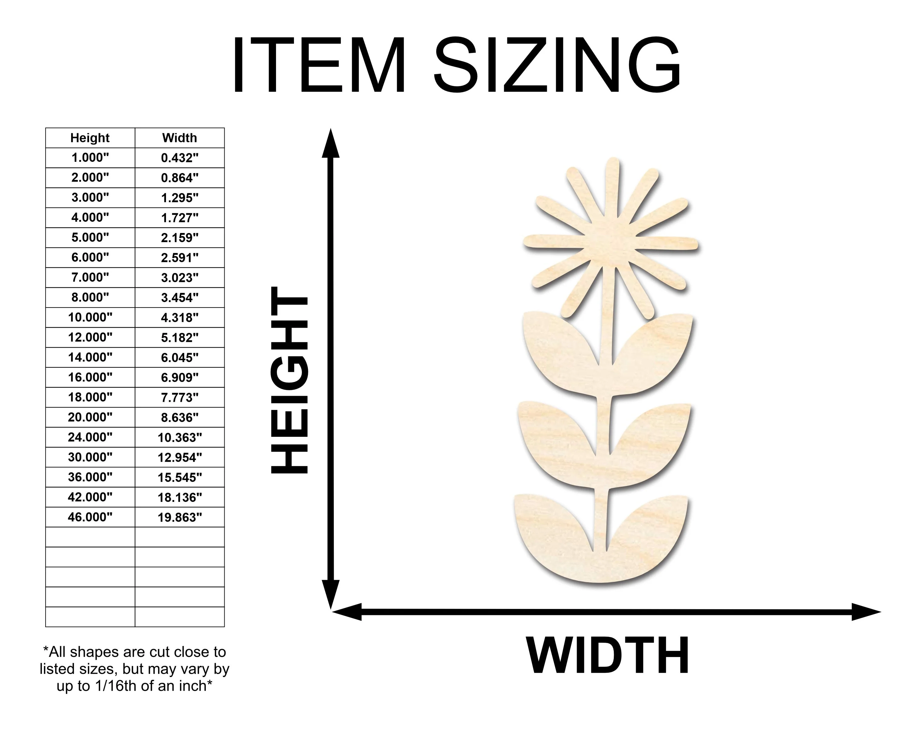 Unfinished Wood Folk Daisy Shape - Flower Craft - up to 46" DIY - Image 2