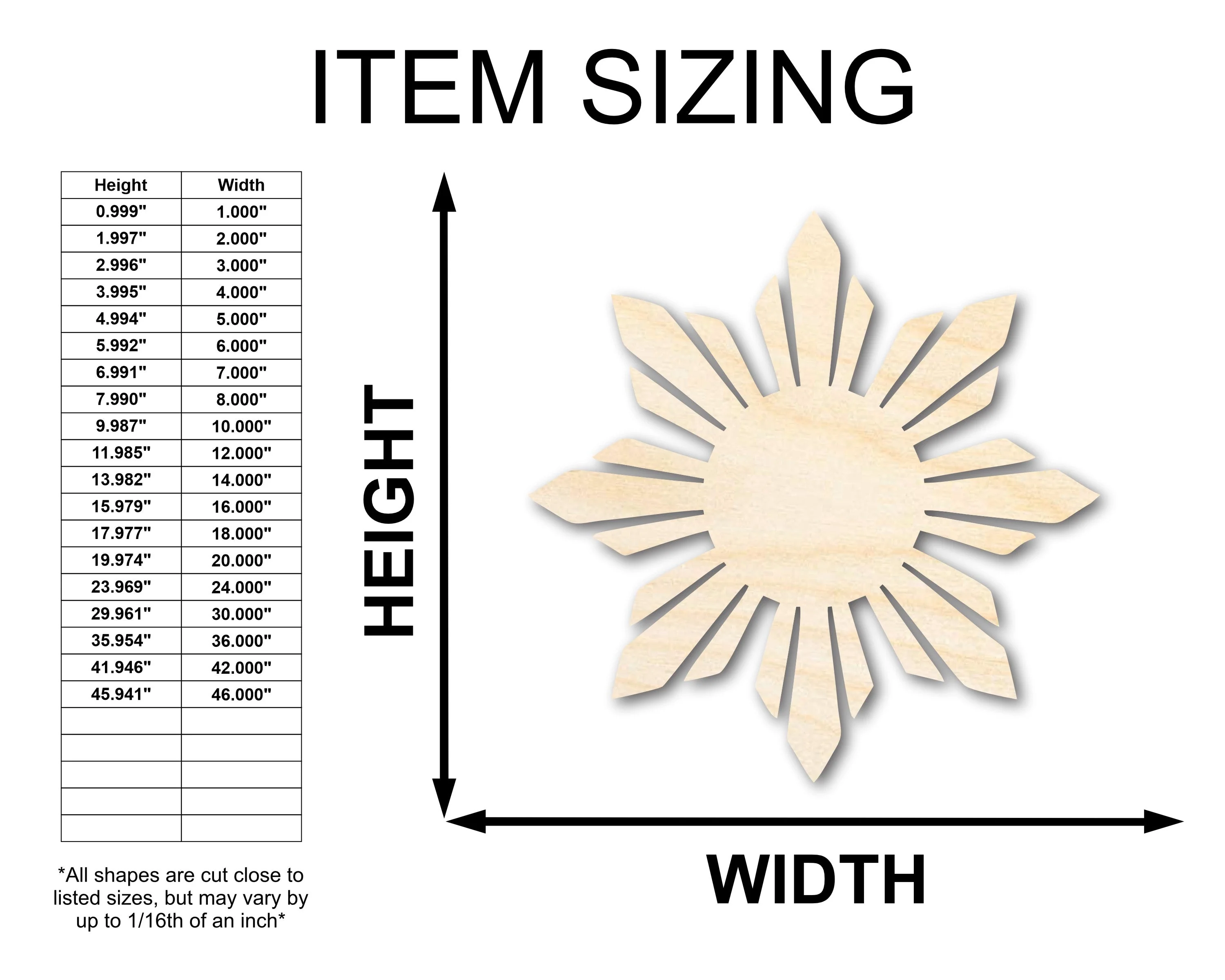 Unfinished Wood Folk Sun Silhouette Shape - Craft - up to 46" - Image 2